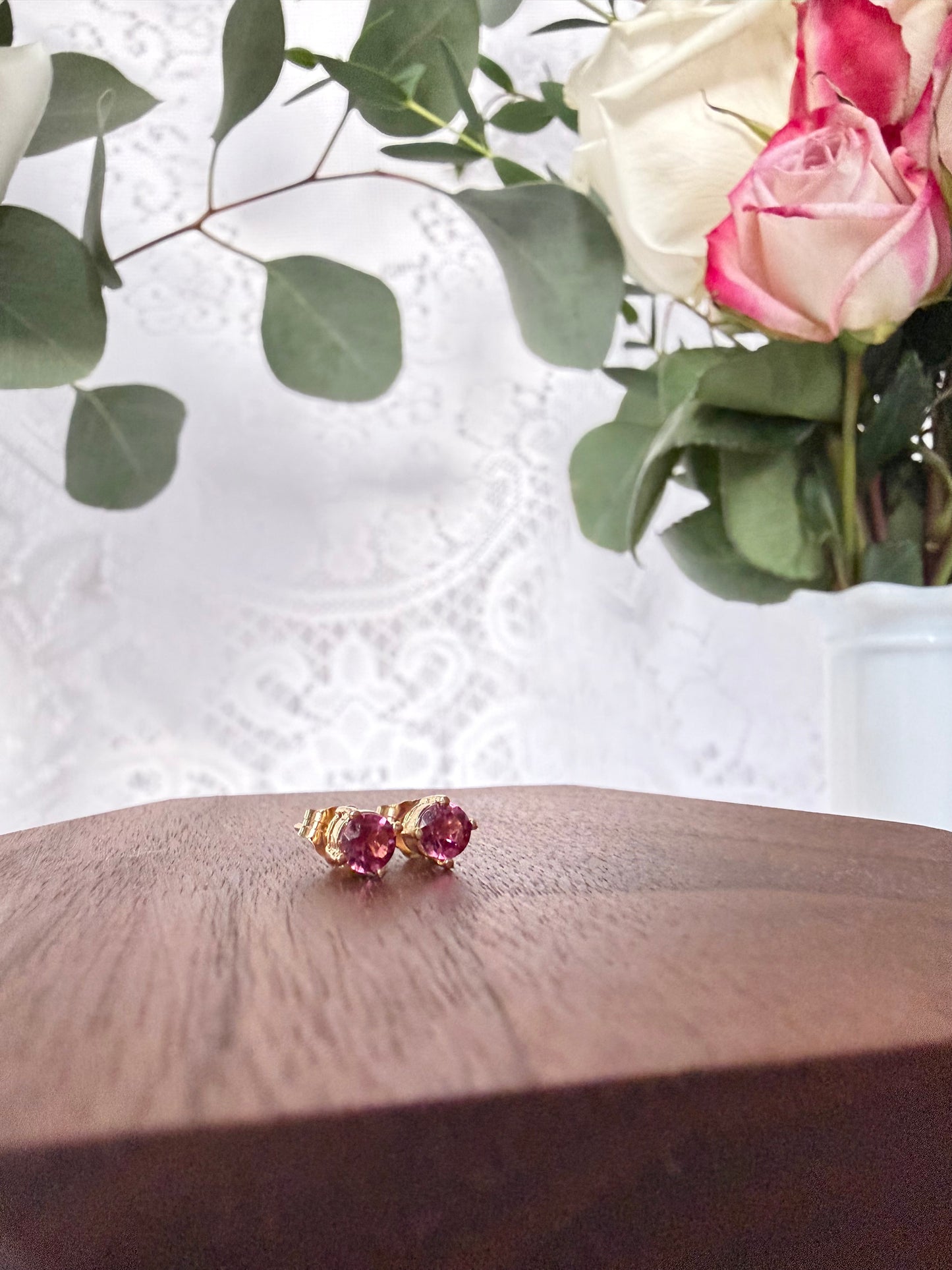 Rhodolite Garnet Stud Earrings