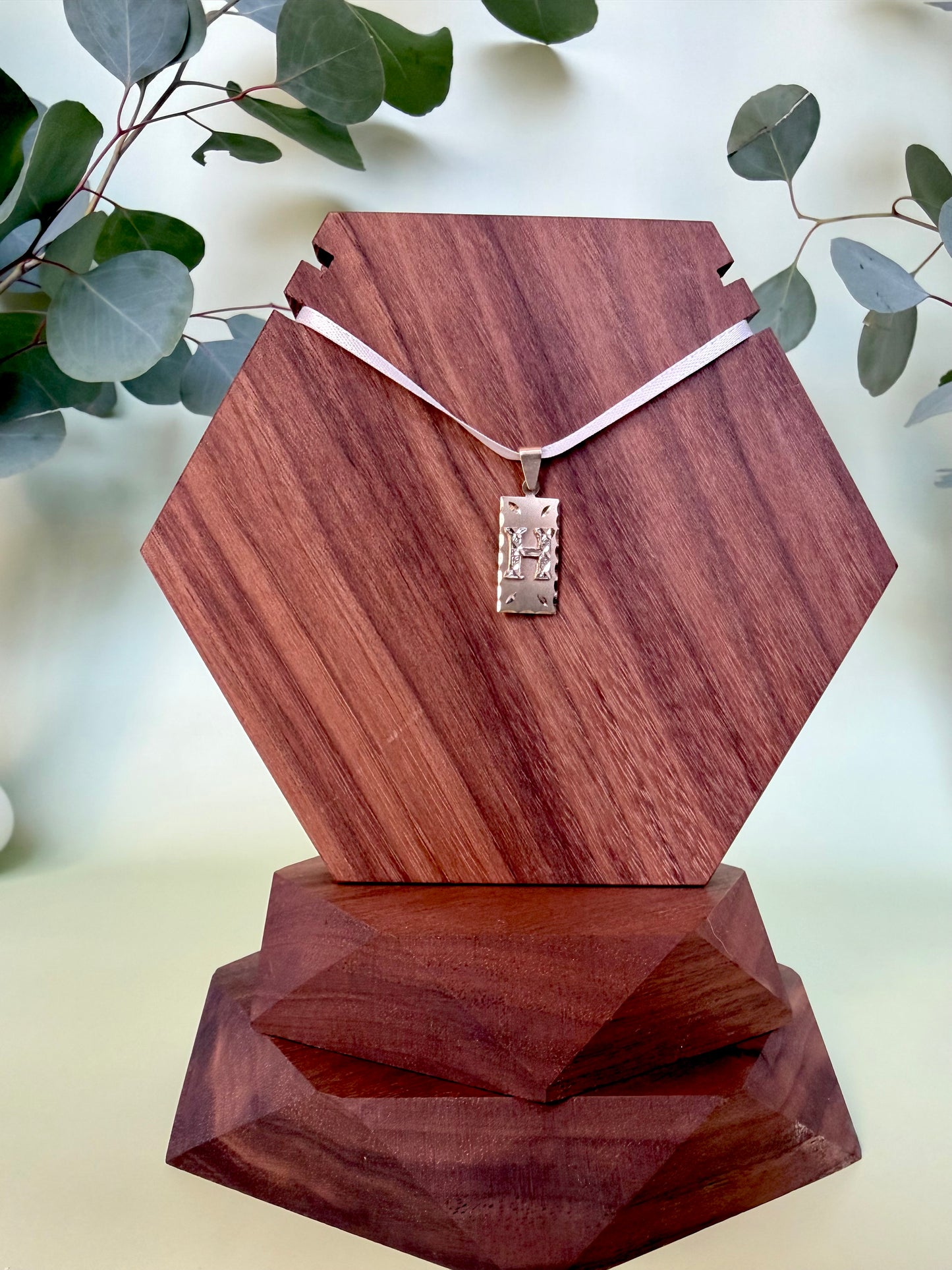 Yellow Gold "H" Initial Rectangle Pendant