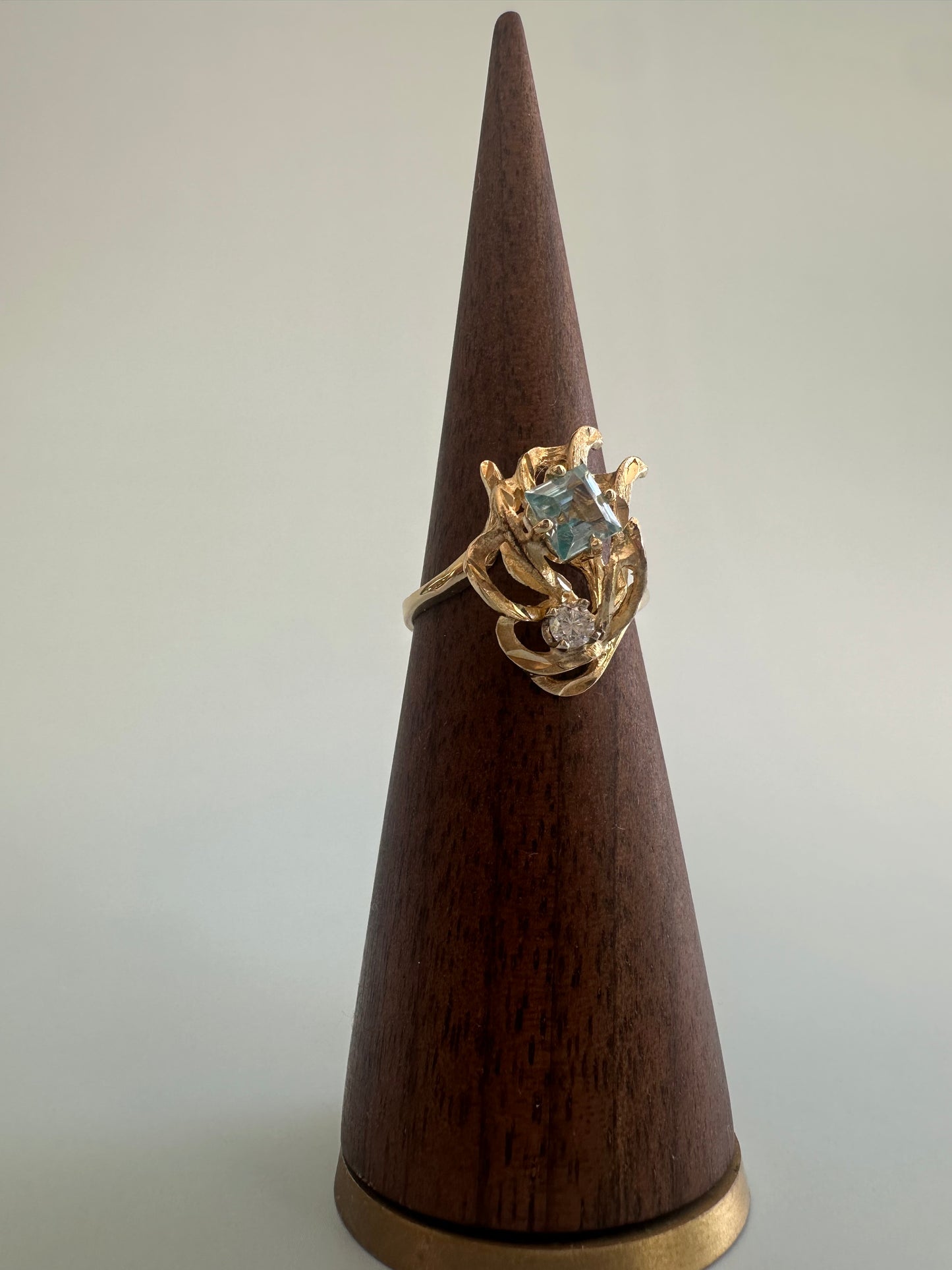 Princess Cut Aquamarine and Diamond Ring
