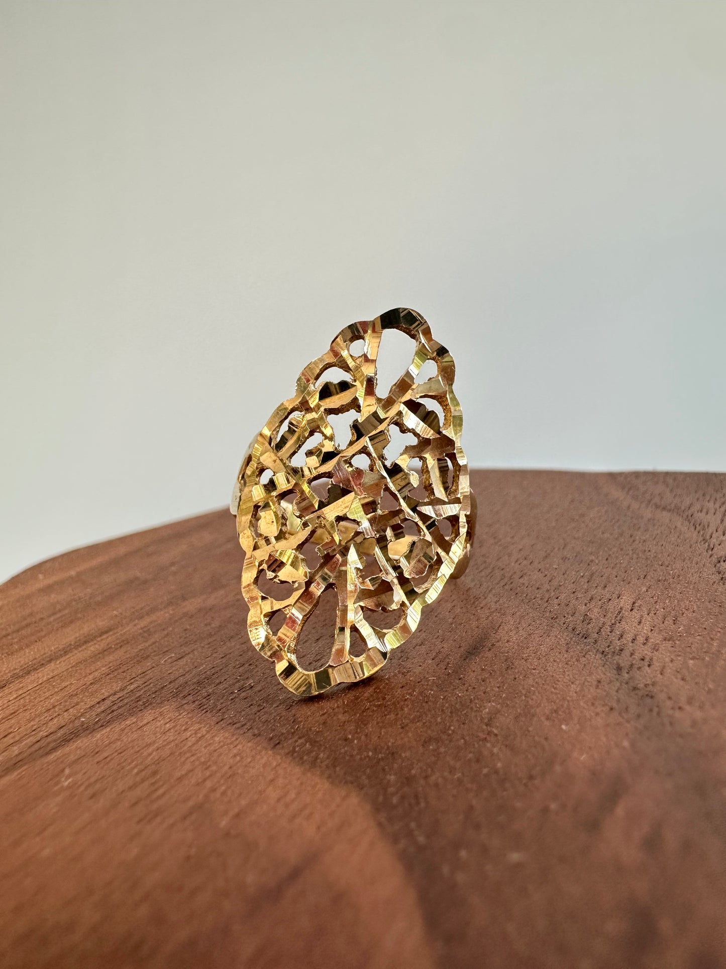 Diamond-Cut Yellow Gold Ring