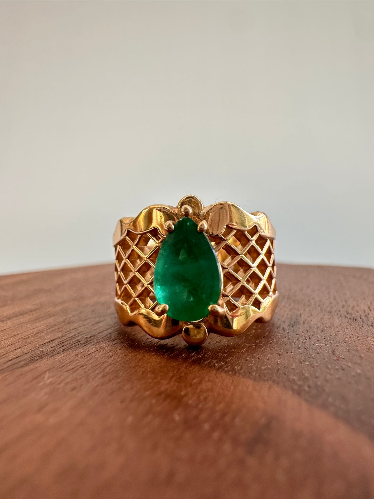Pear Cut Emerald Ring