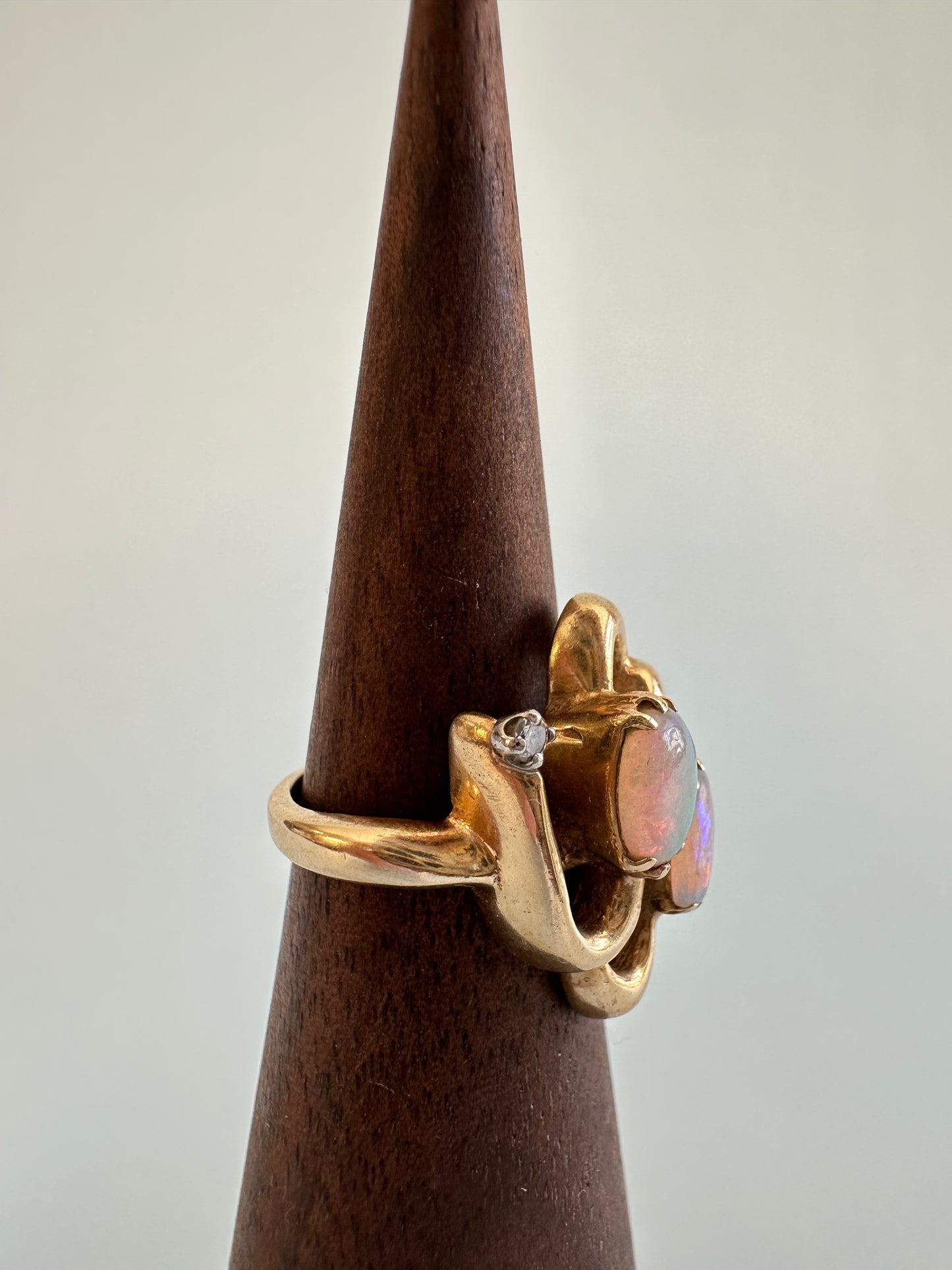 Dual White Opal and Diamond Ring