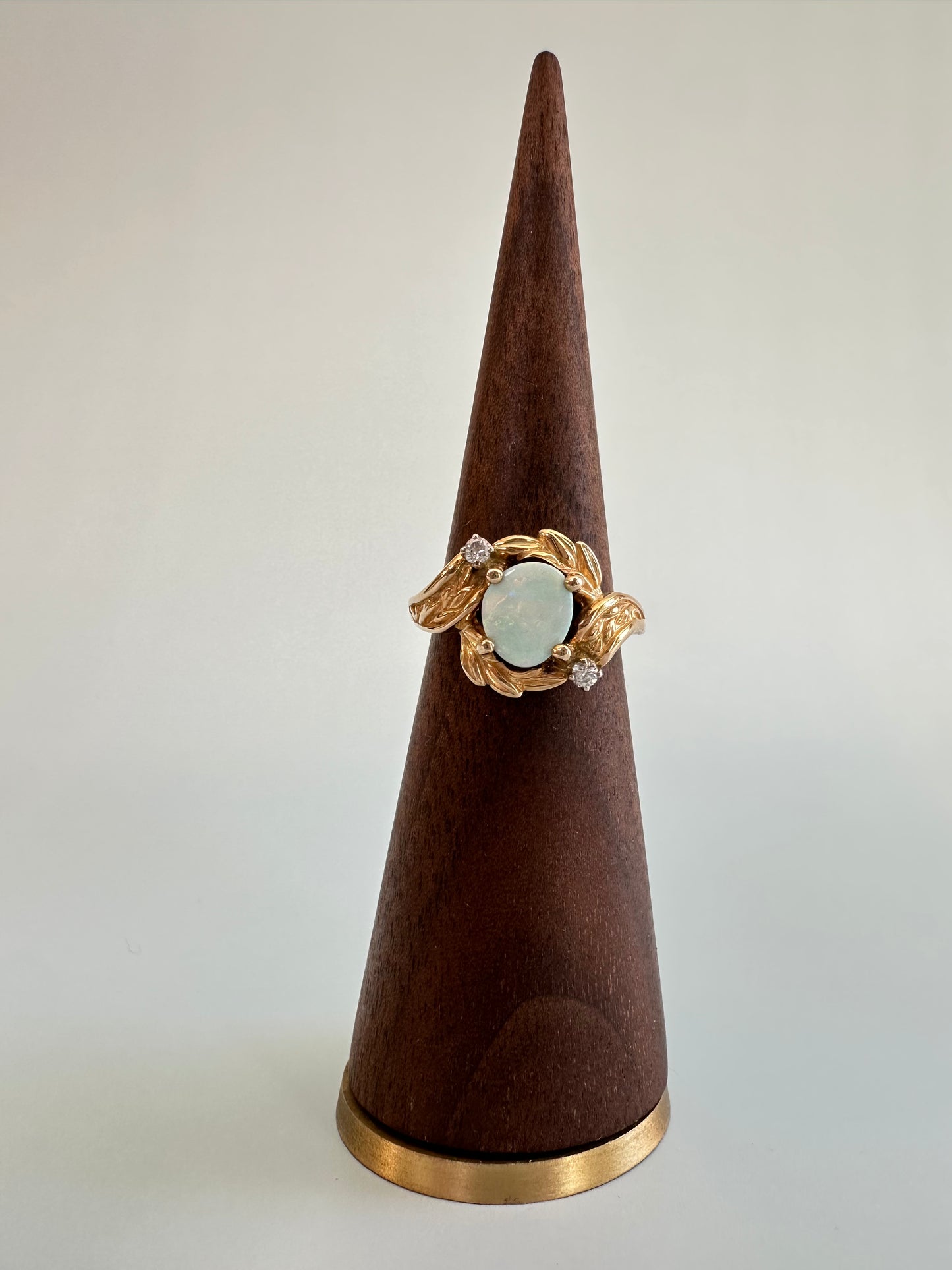 Round Freeform White Opal Ring