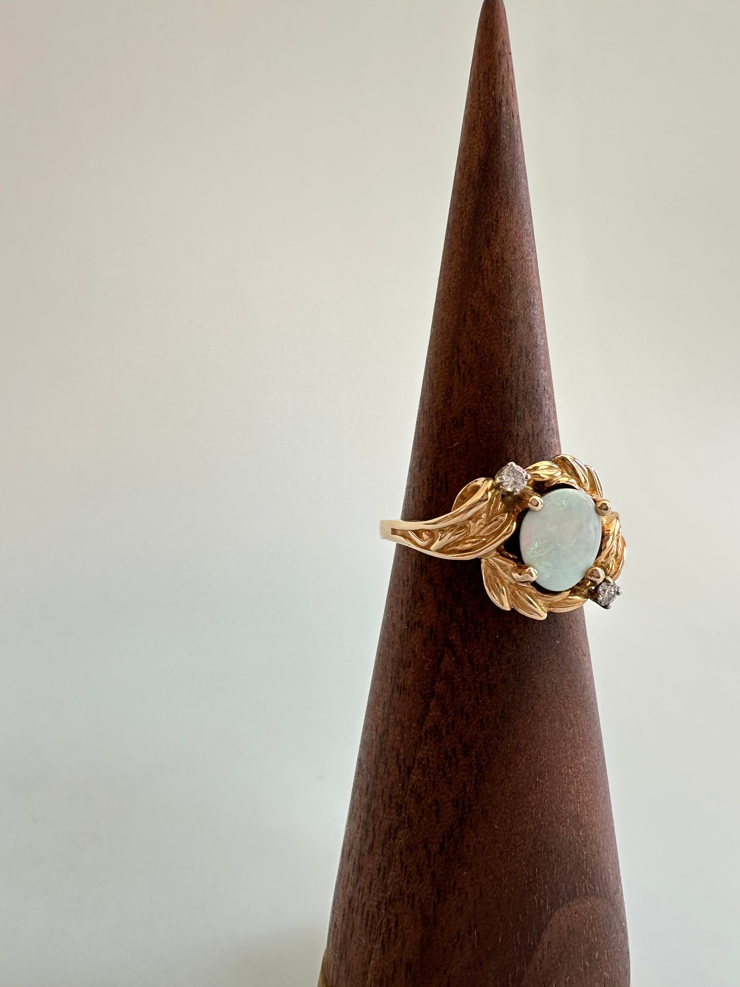 Round Freeform White Opal Ring