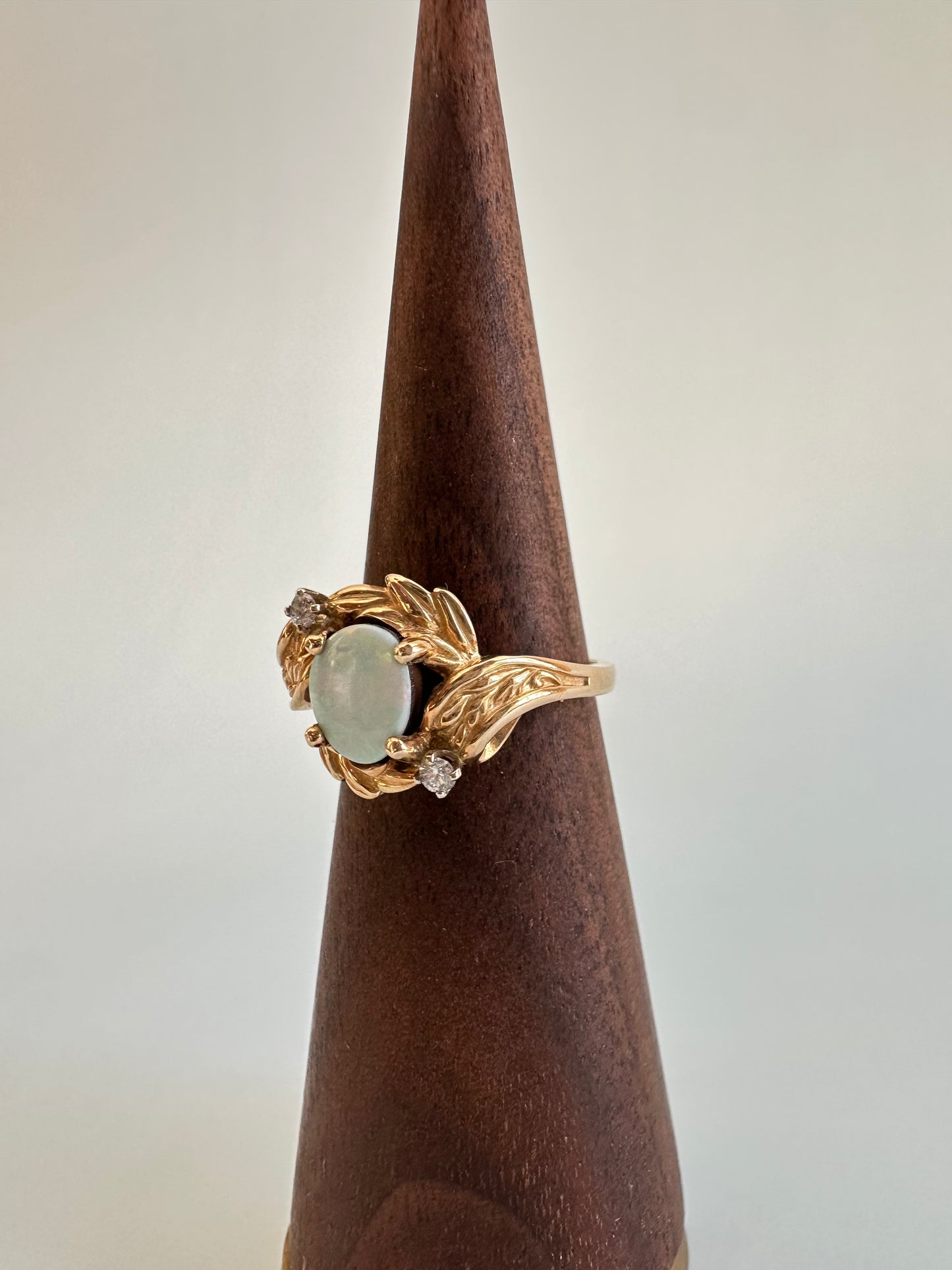 Round Freeform White Opal Ring