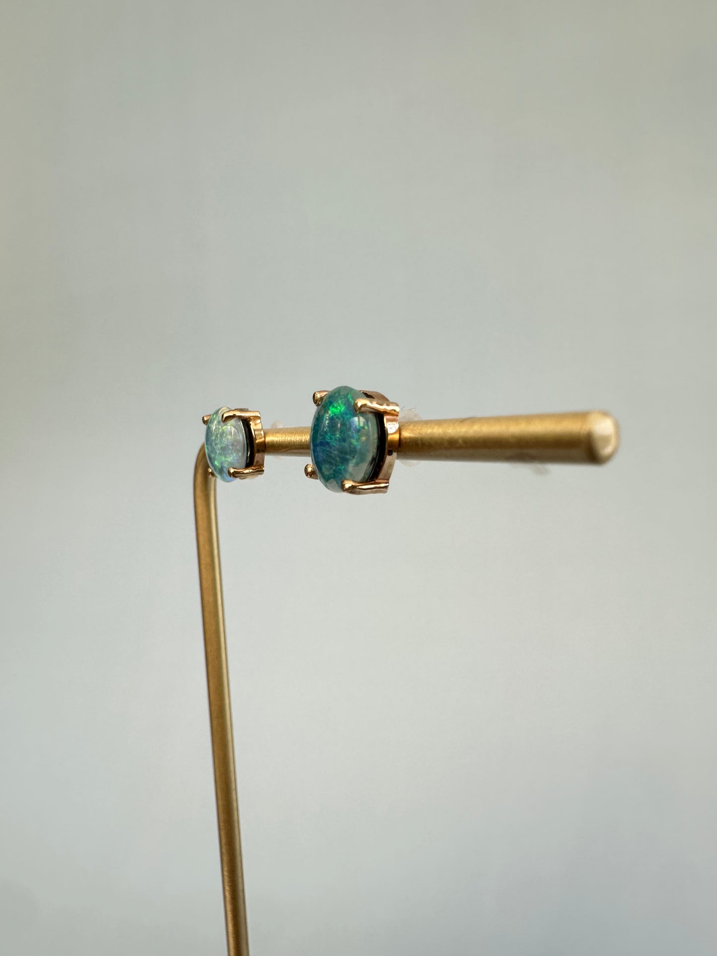 Round Opal Stud Earrings