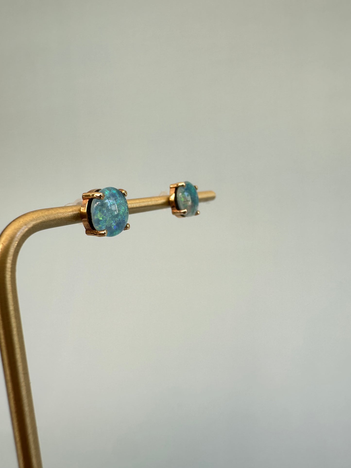 Round Opal Stud Earrings