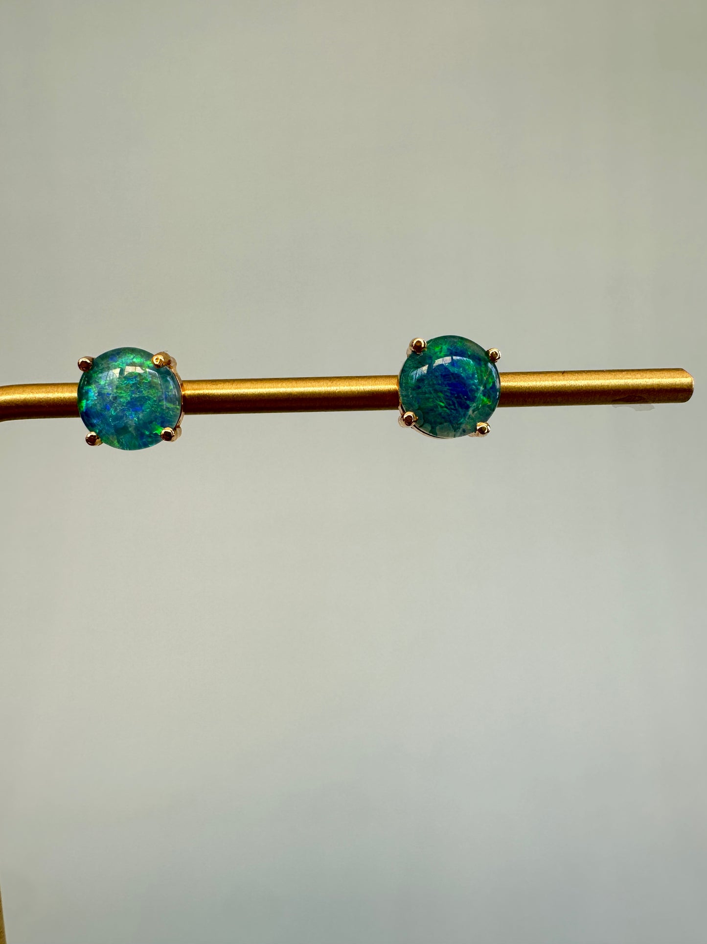 Round Opal Stud Earrings