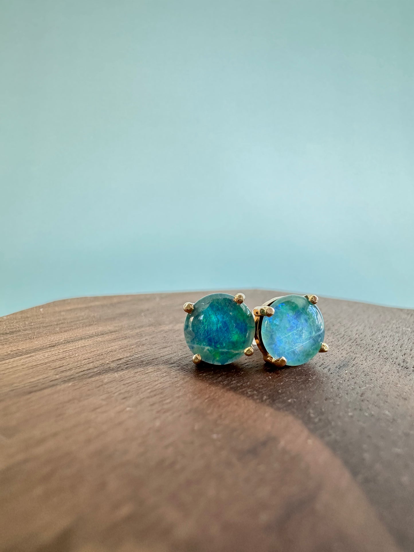 Round Opal Stud Earrings