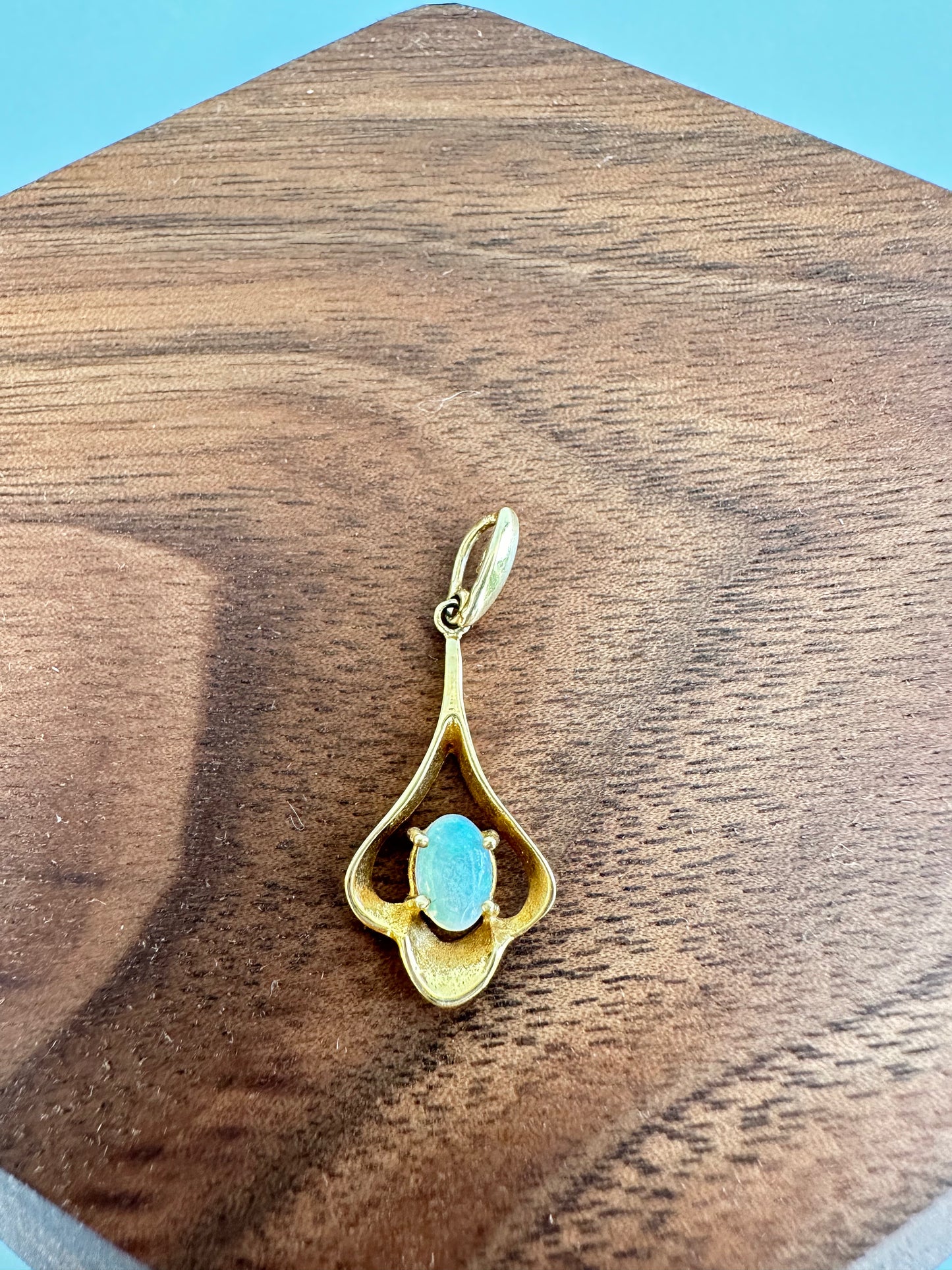 Oval Cut White Opal Pendant