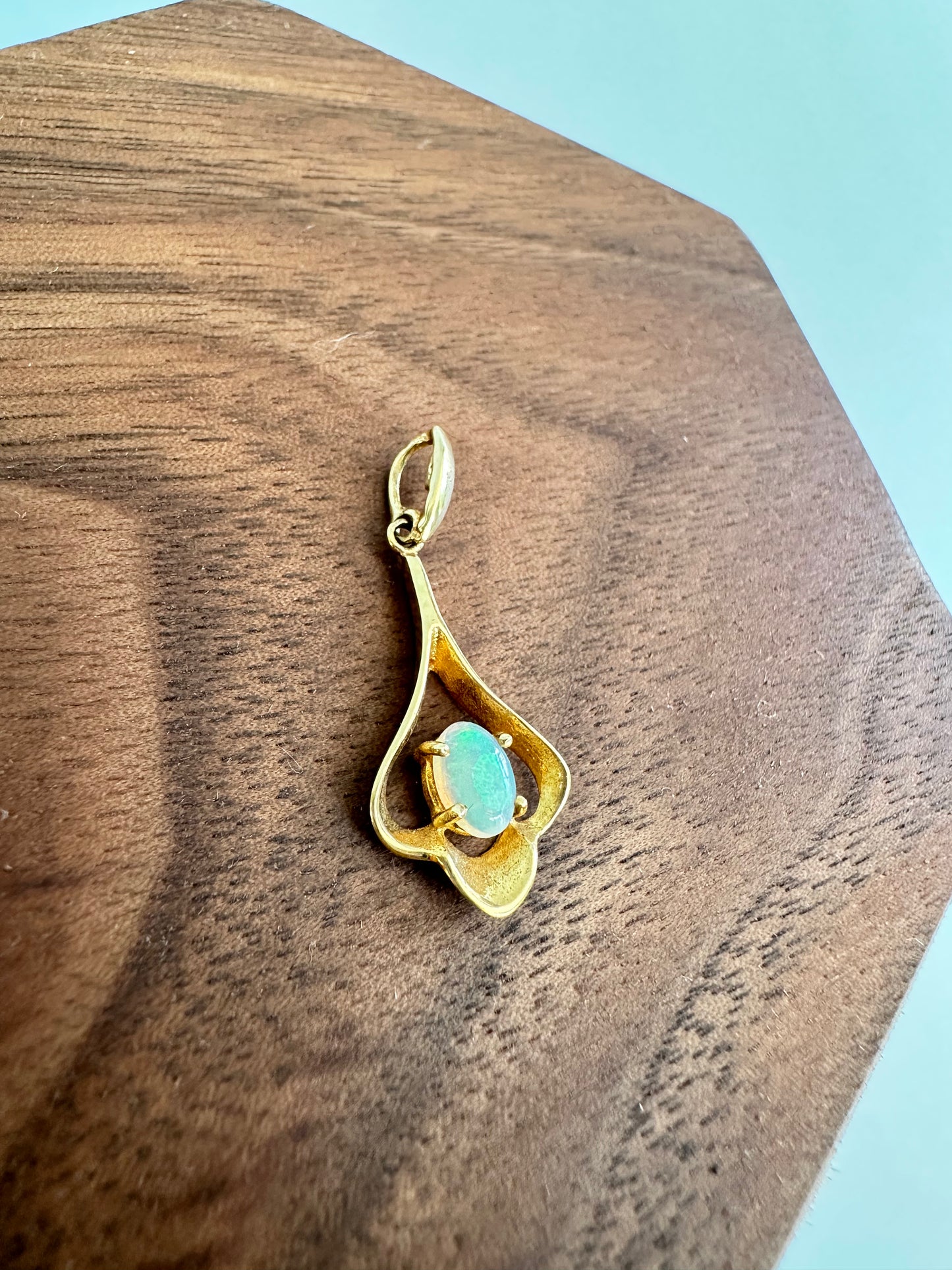 Oval Cut White Opal Pendant