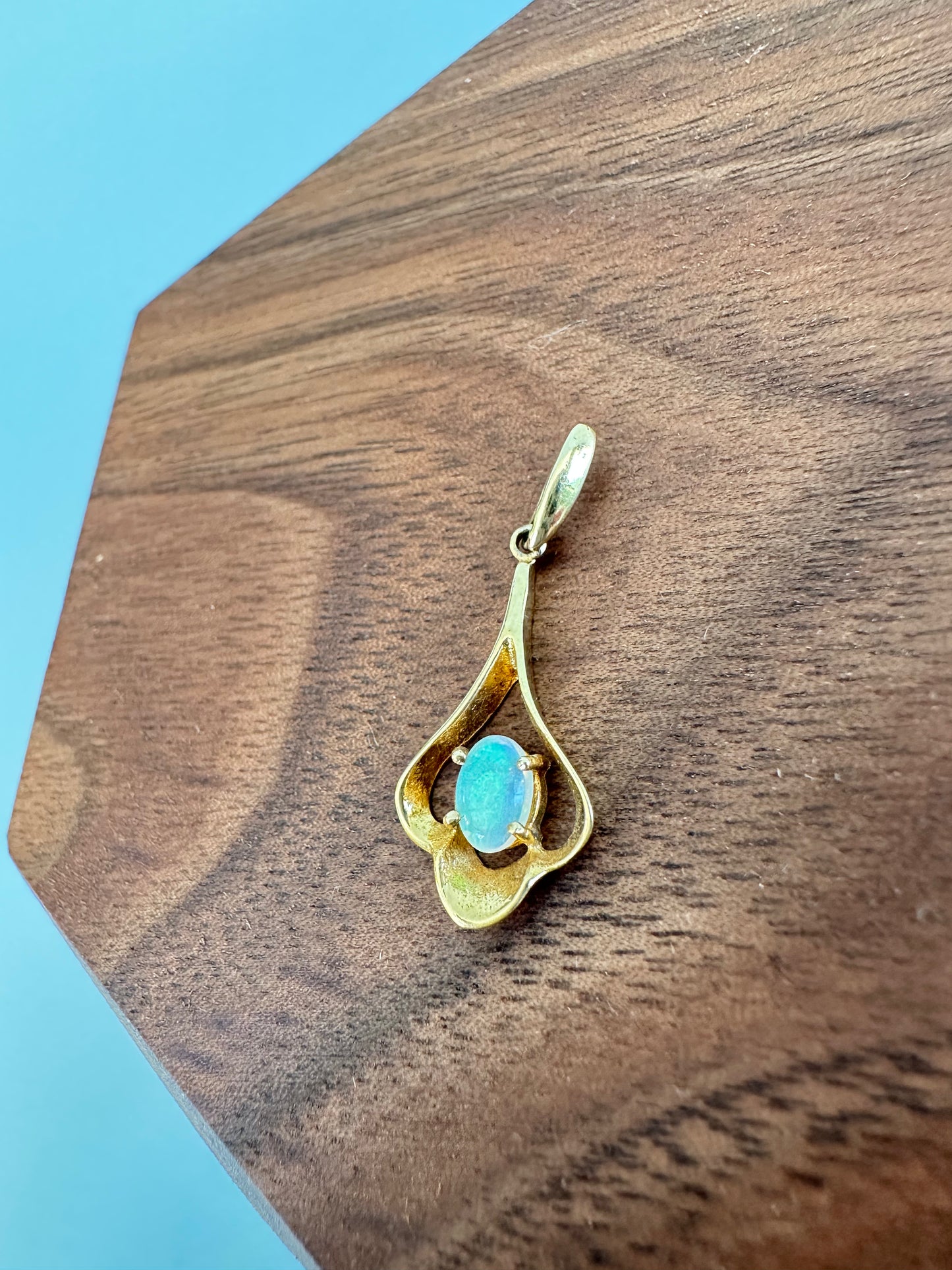 Oval Cut White Opal Pendant
