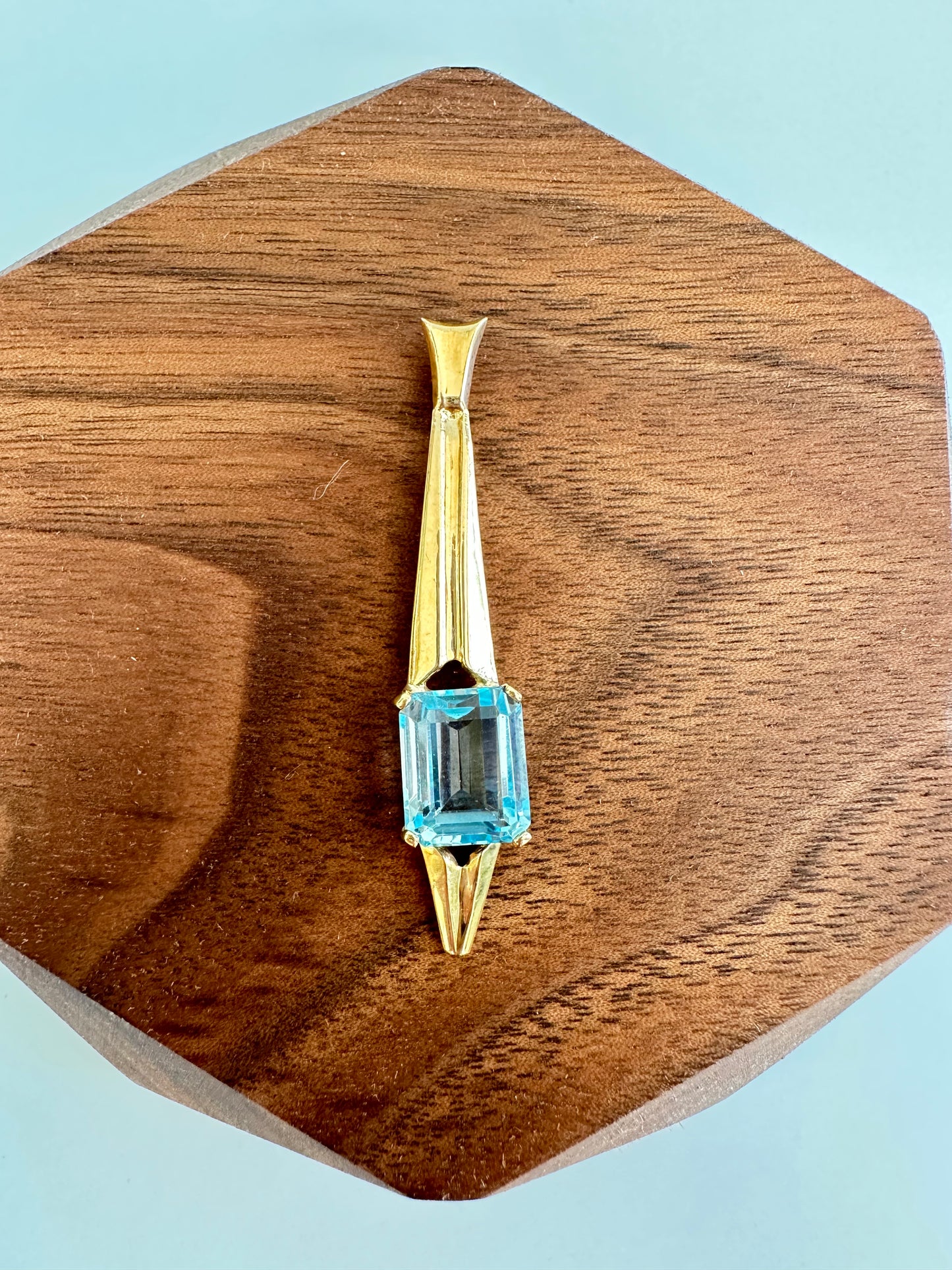 Emerald Cut Blue Topaz Pendant