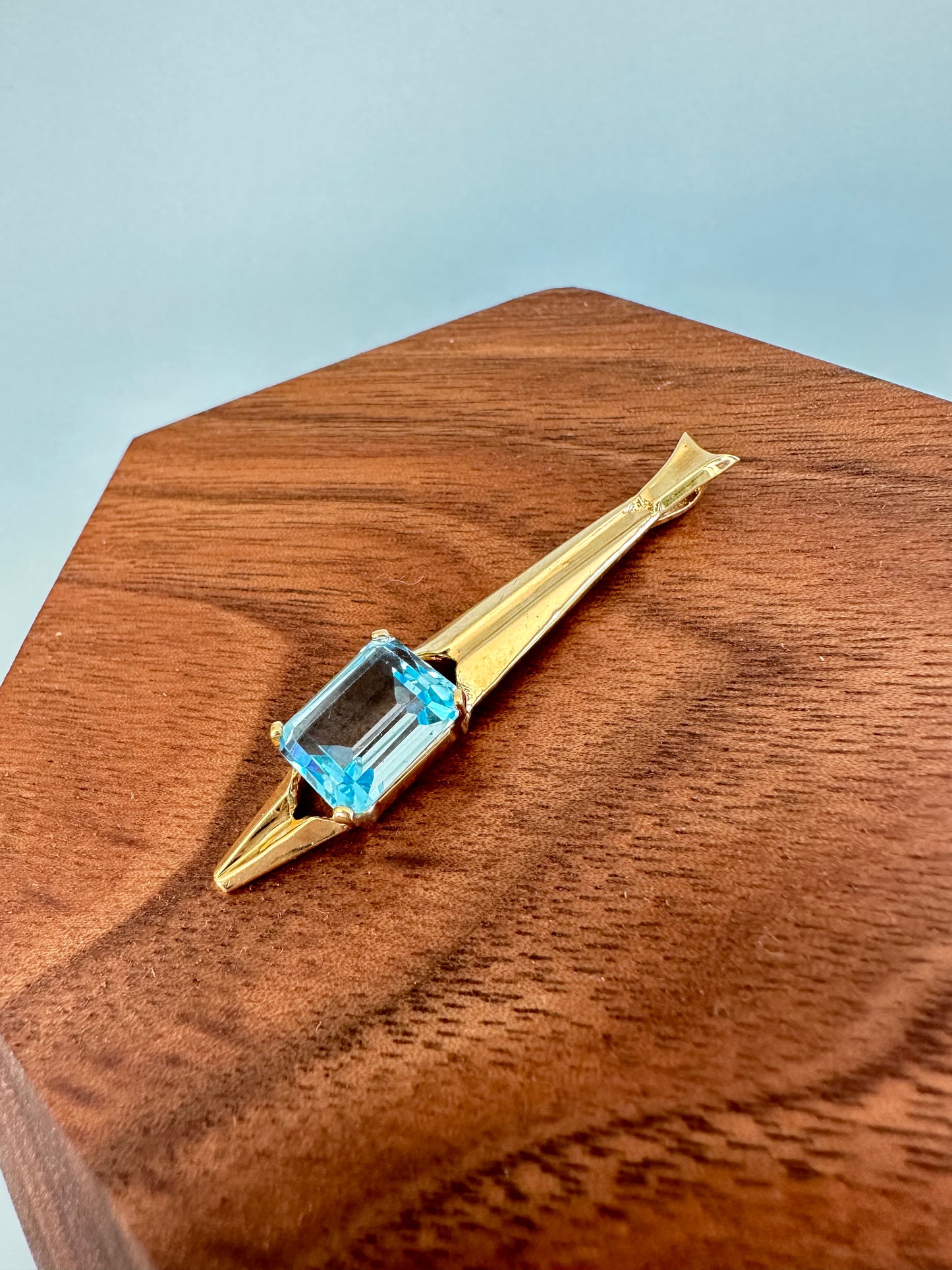 Emerald Cut Blue Topaz Pendant