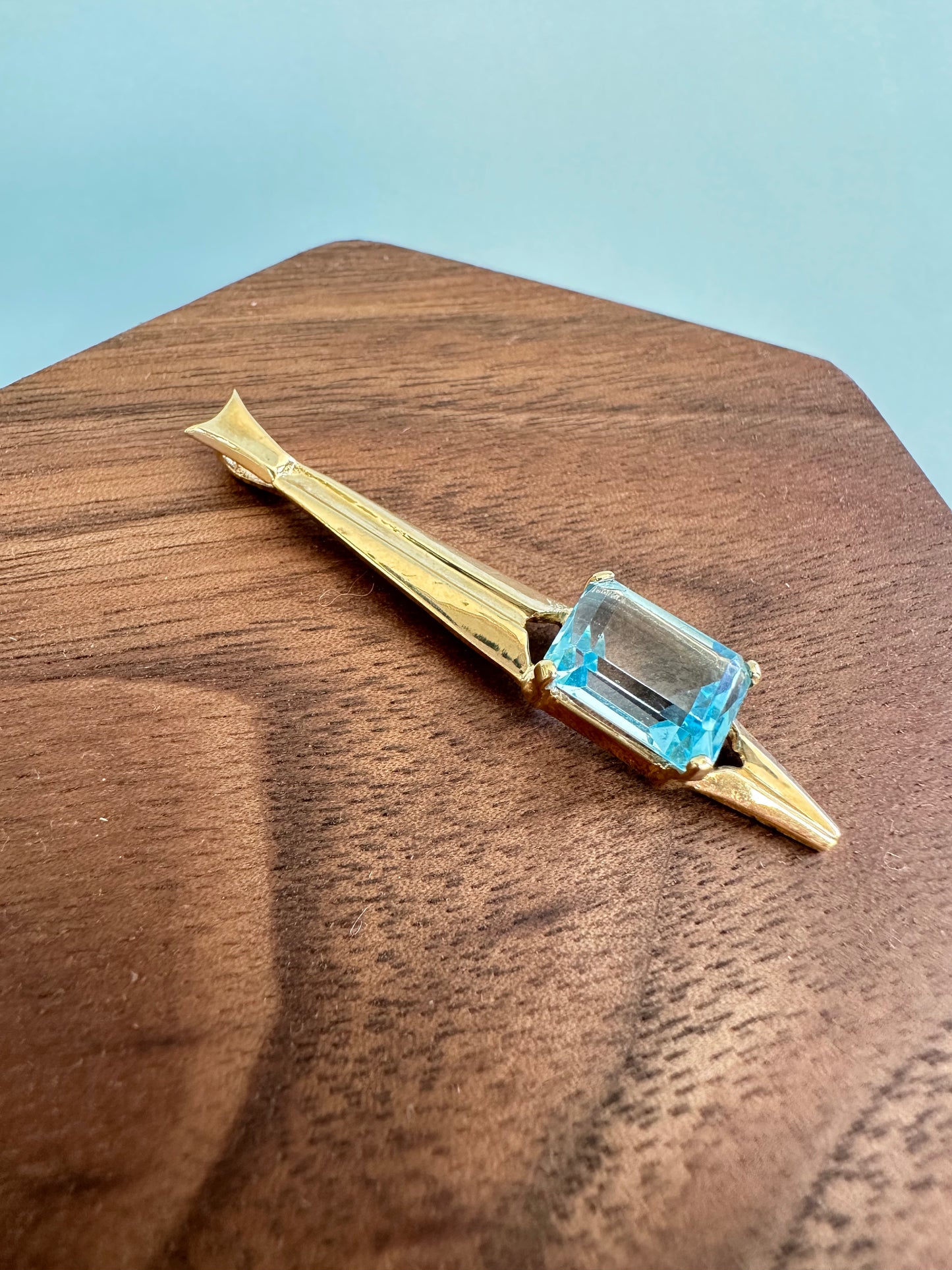 Emerald Cut Blue Topaz Pendant