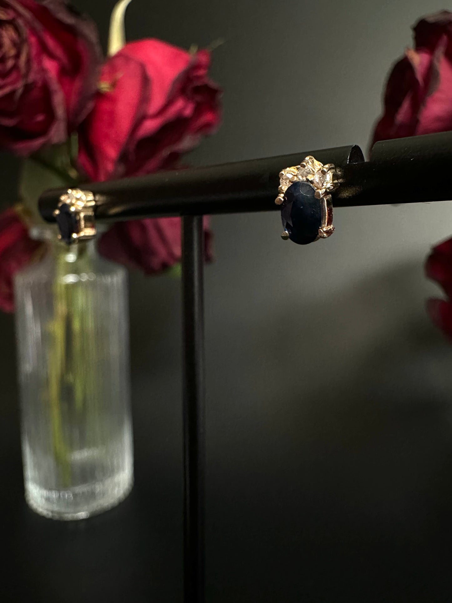 Sapphire Stud Earrings with Diamond Accents