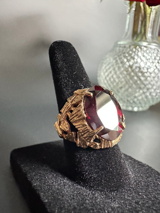 Garnet and Gold Statement Ring