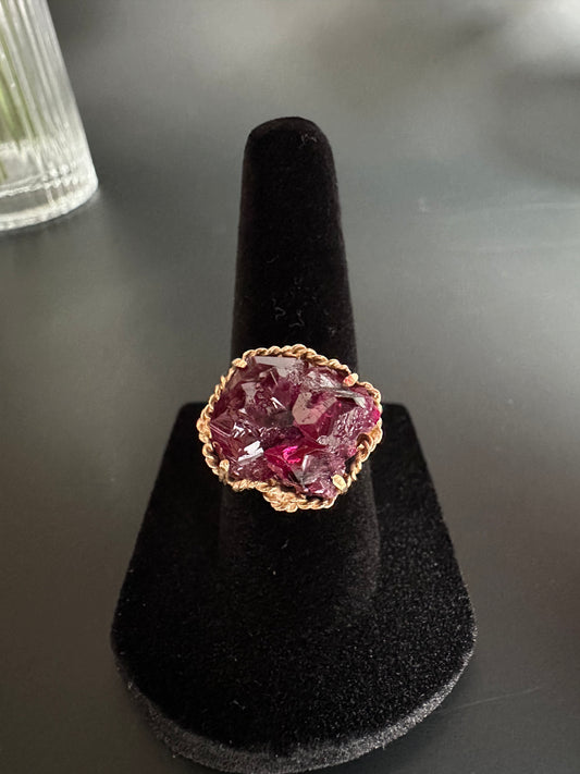 Raw Ruby Ring in Yellow Gold