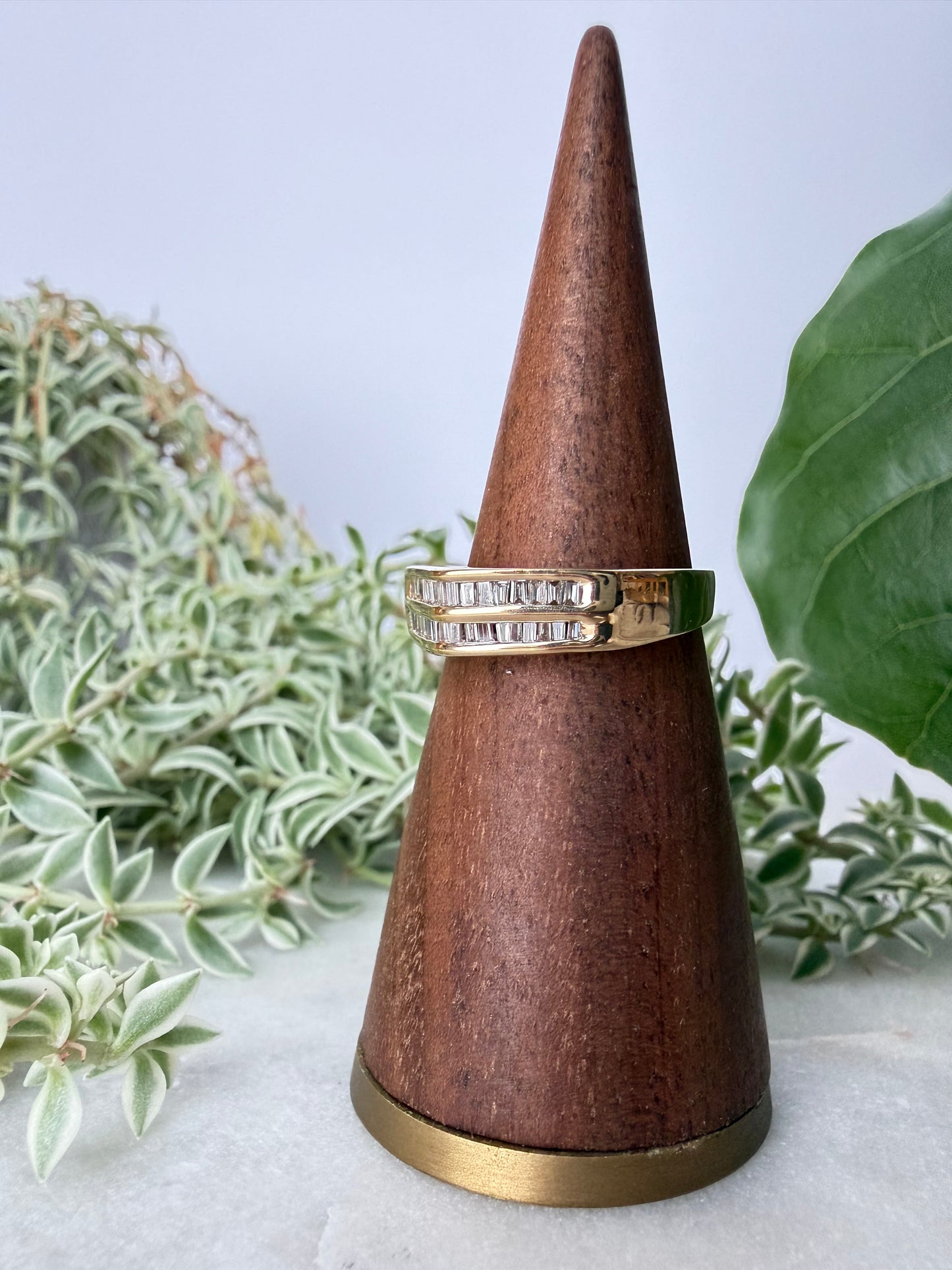 Diamond Ring with Double Baguette Rows