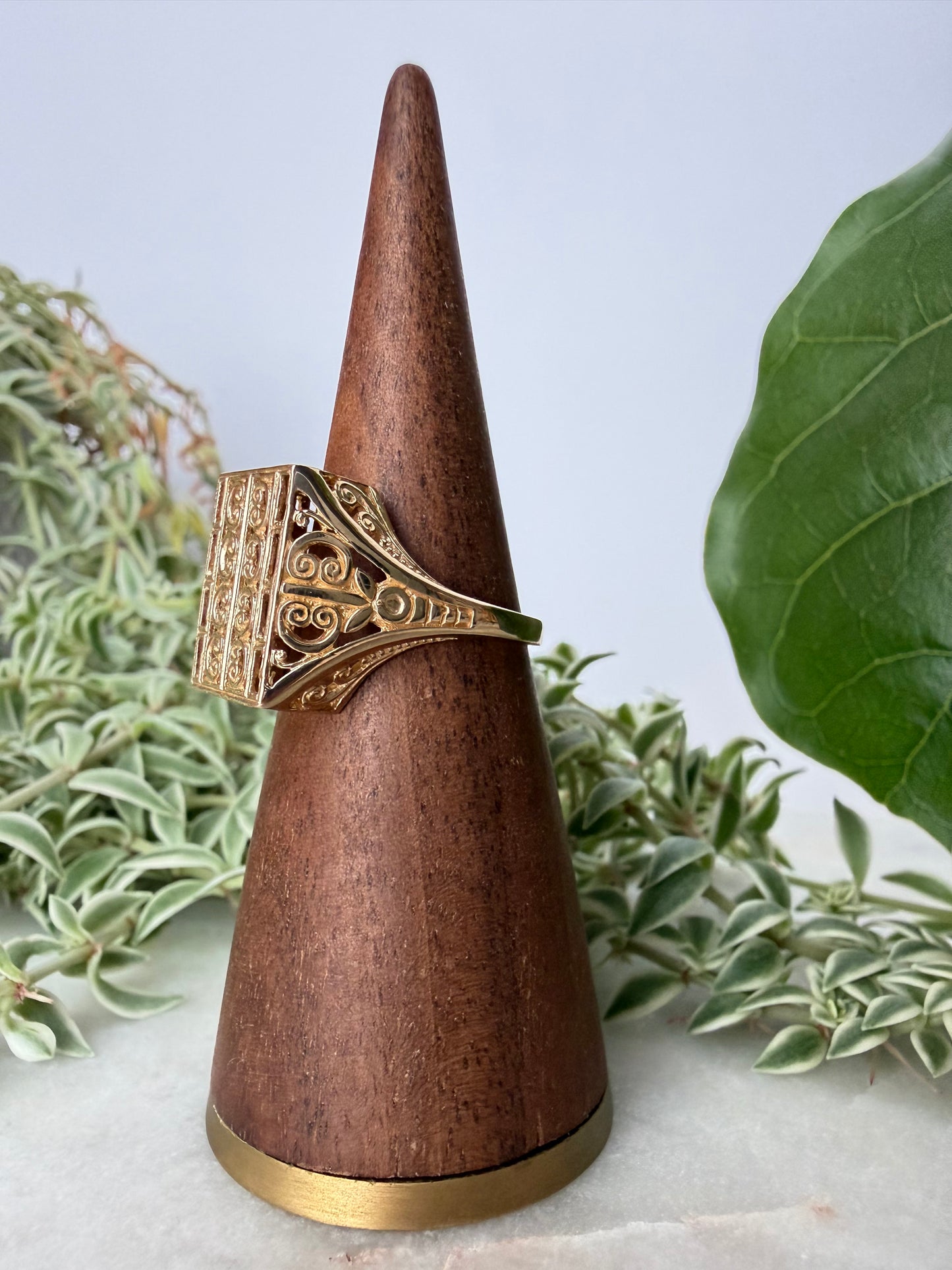 Rectangle Geometric Yellow Gold Ring