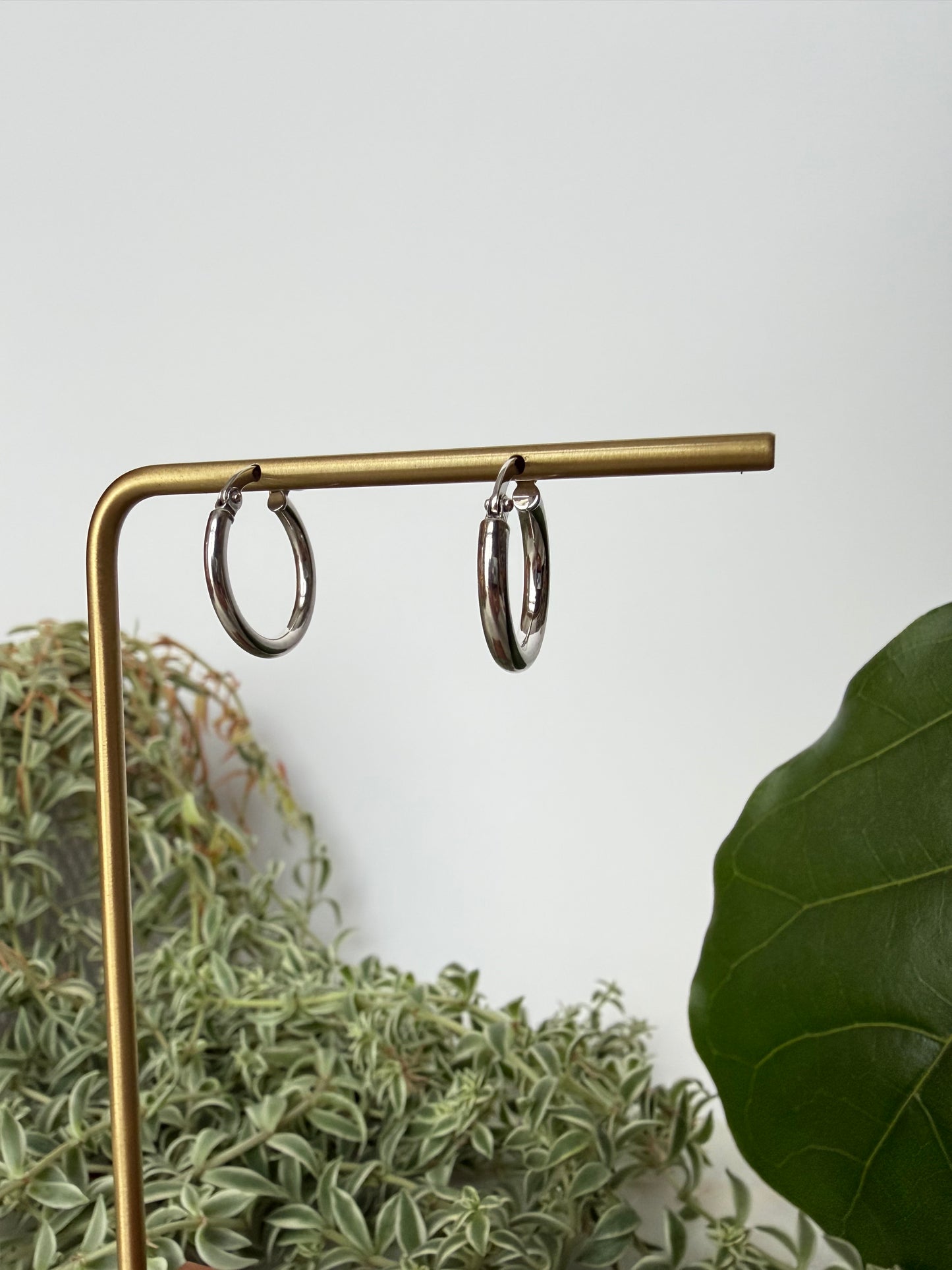 White Gold Hoop Earrings