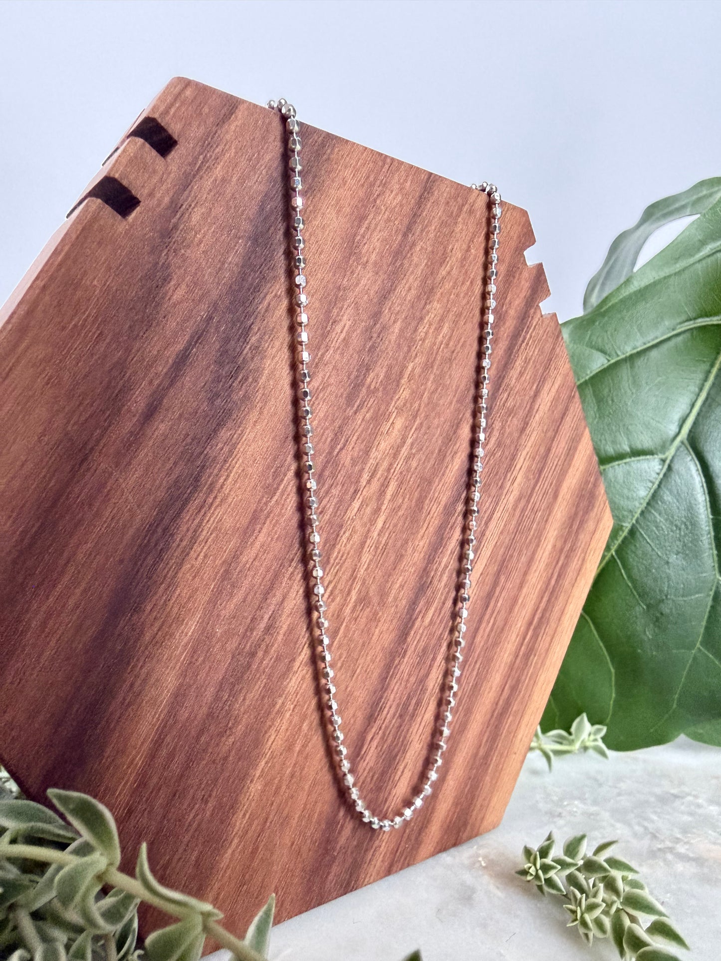 14kt White Gold Bead Chain