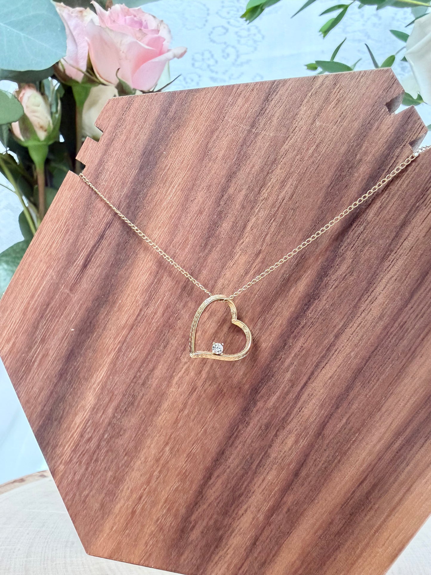 Heart Necklace with Solitaire Diamond