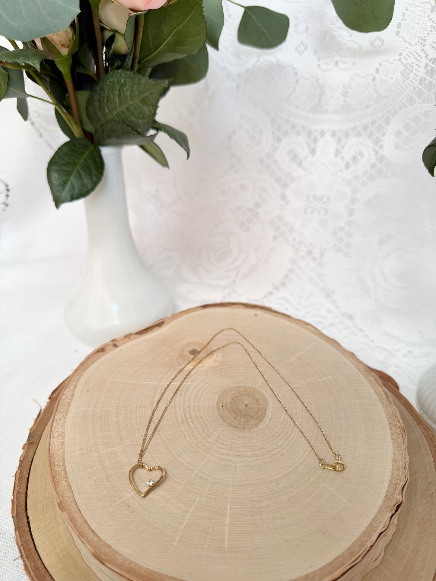 Heart Necklace with Solitaire Diamond