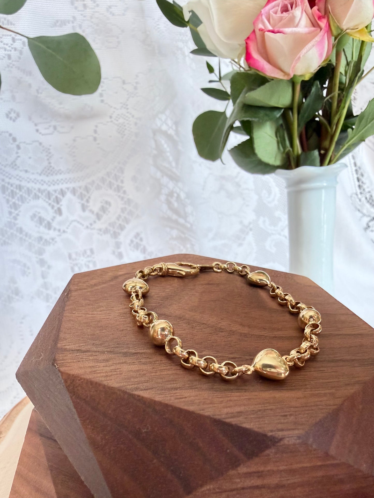 Heart and Bead Station Bracelet