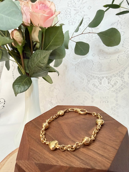 Heart and Bead Station Bracelet