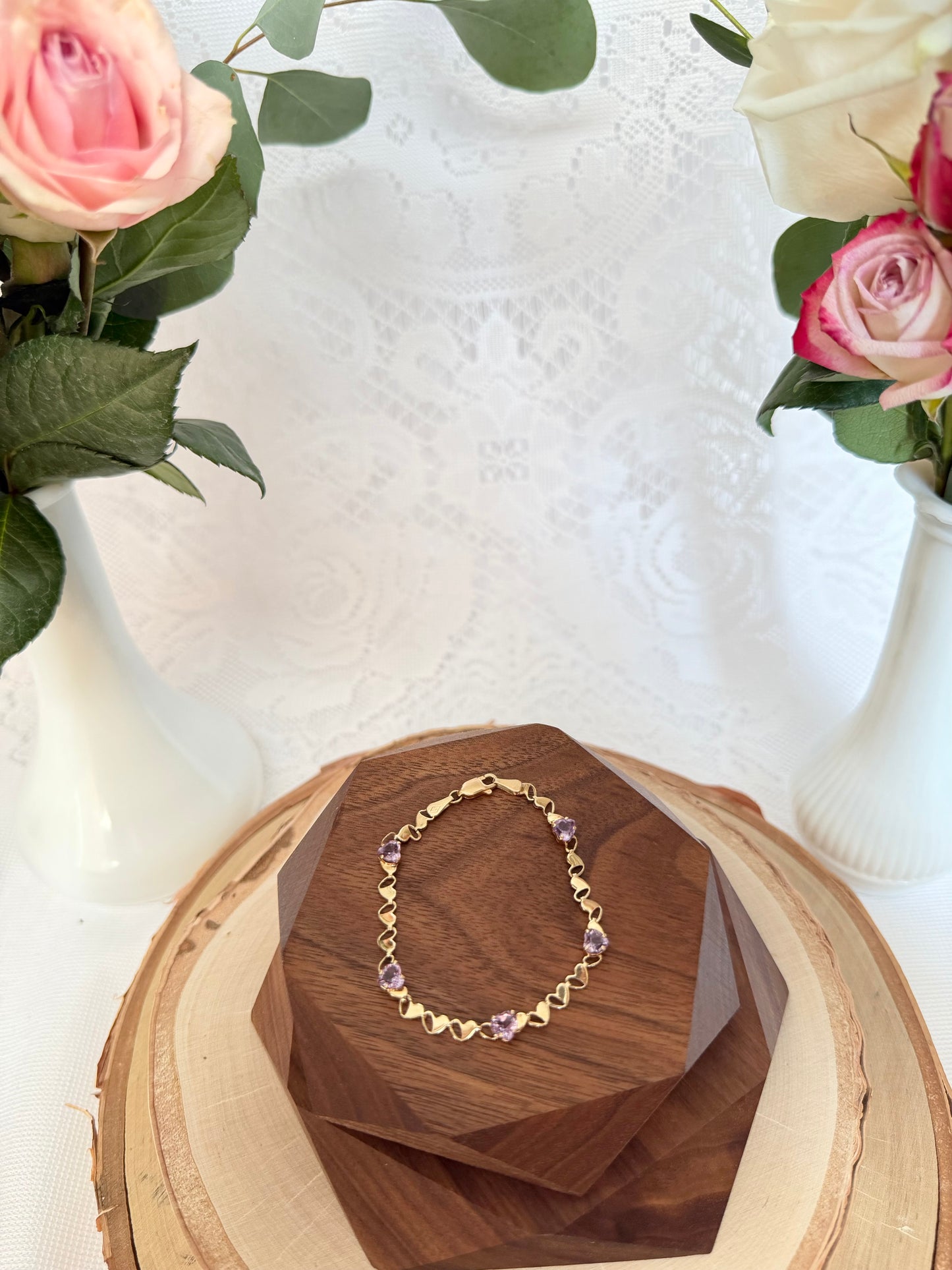 Amethyst Heart Bracelet