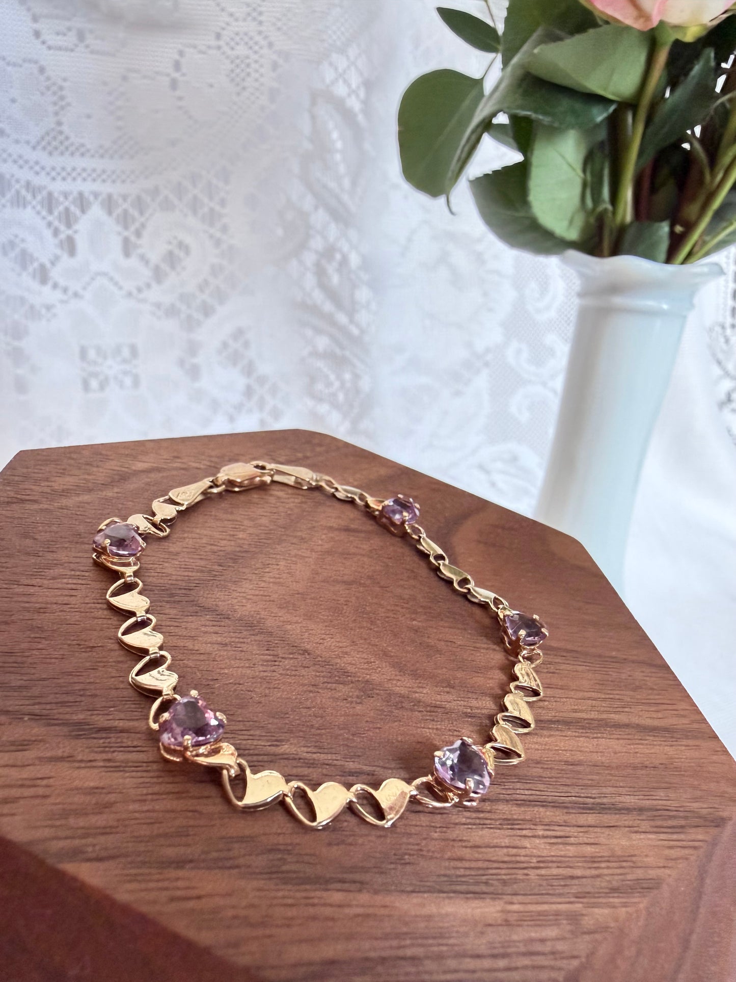 Amethyst Heart Bracelet