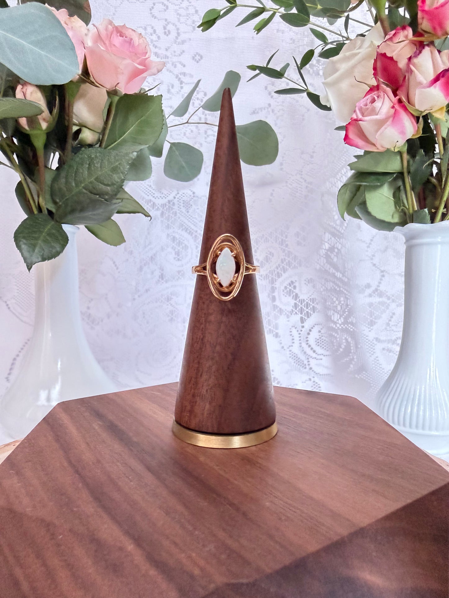 Marquis Cut Natural Opal Ring