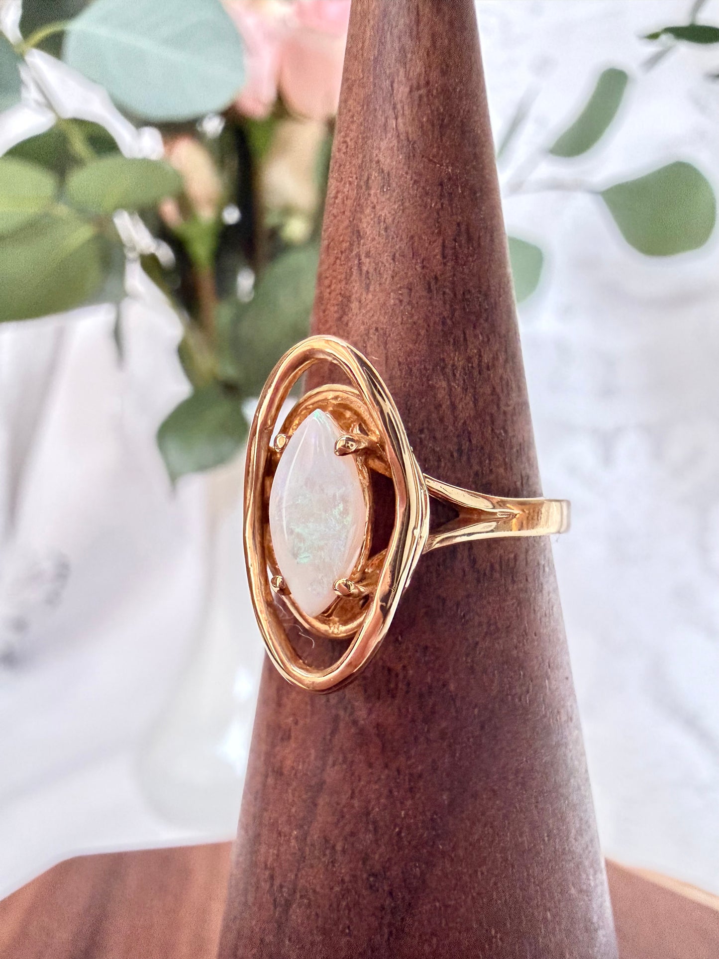 Marquis Cut Natural Opal Ring