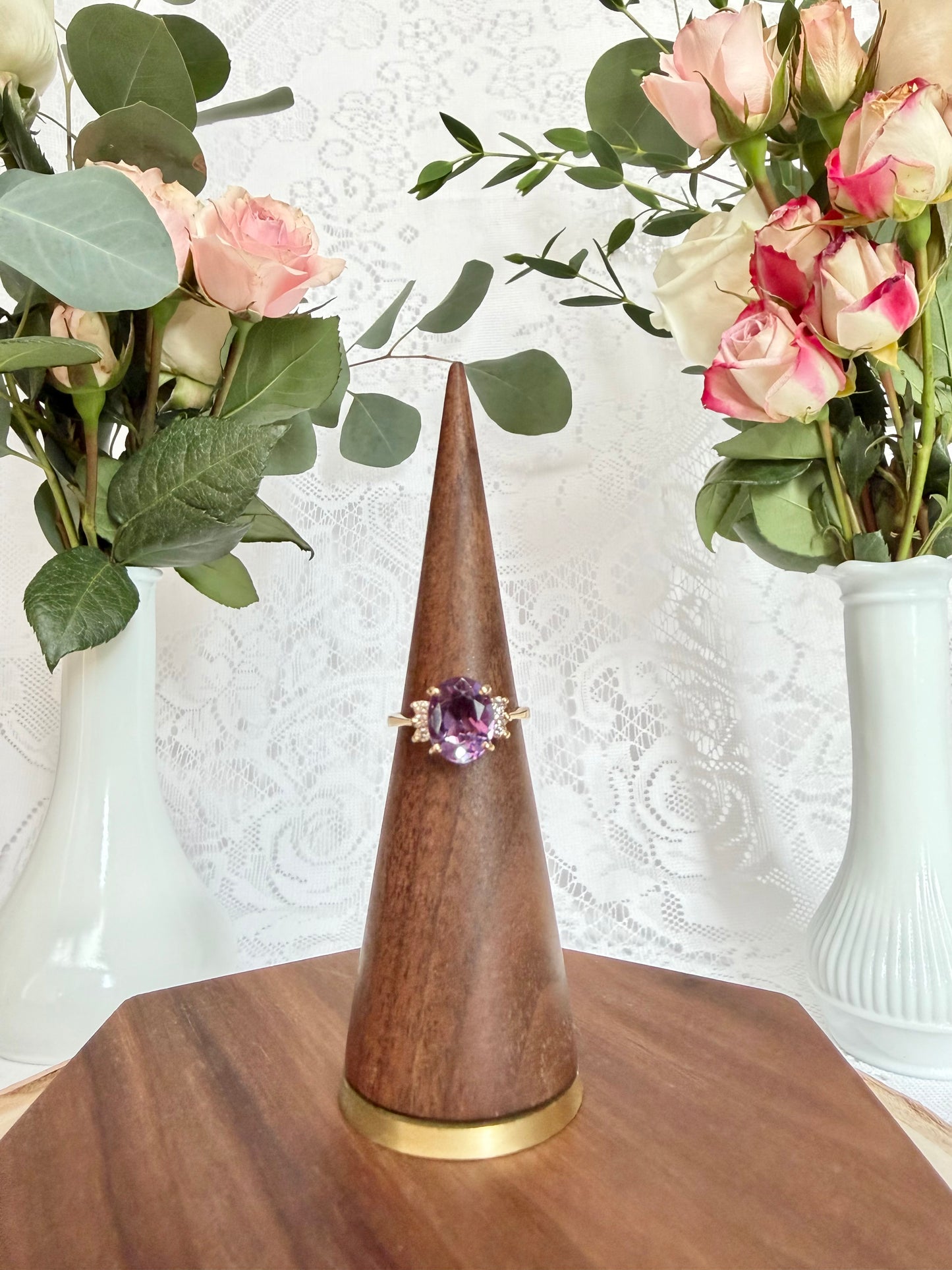 Oval Cut Amethyst Ring with Diamonds