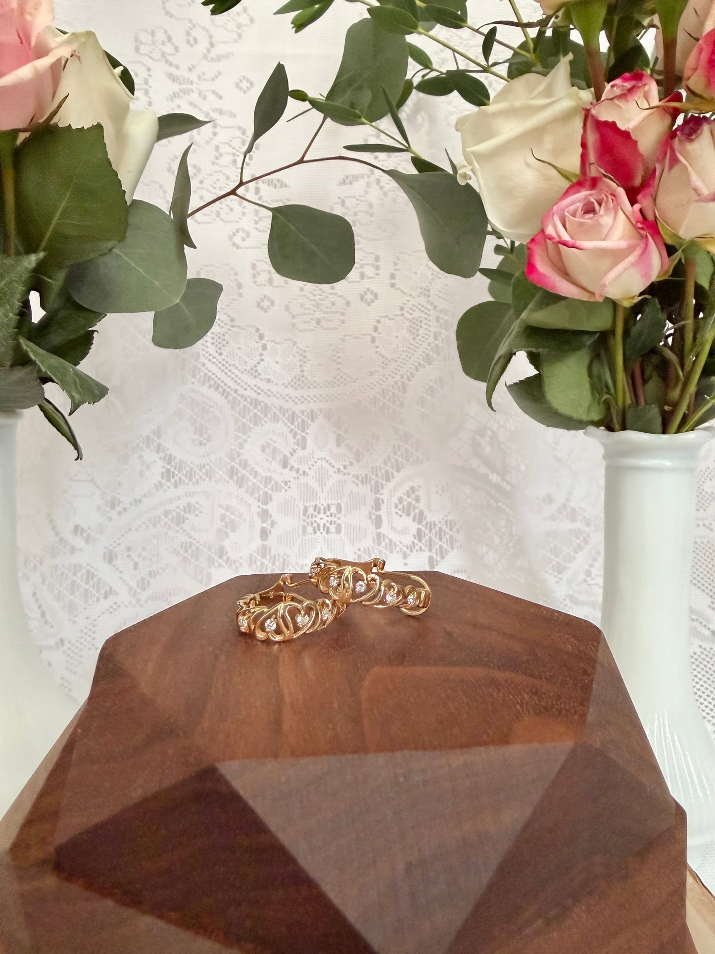 Heart and Diamond Hoop Earrings