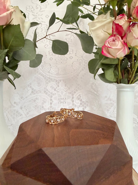 Heart and Diamond Hoop Earrings