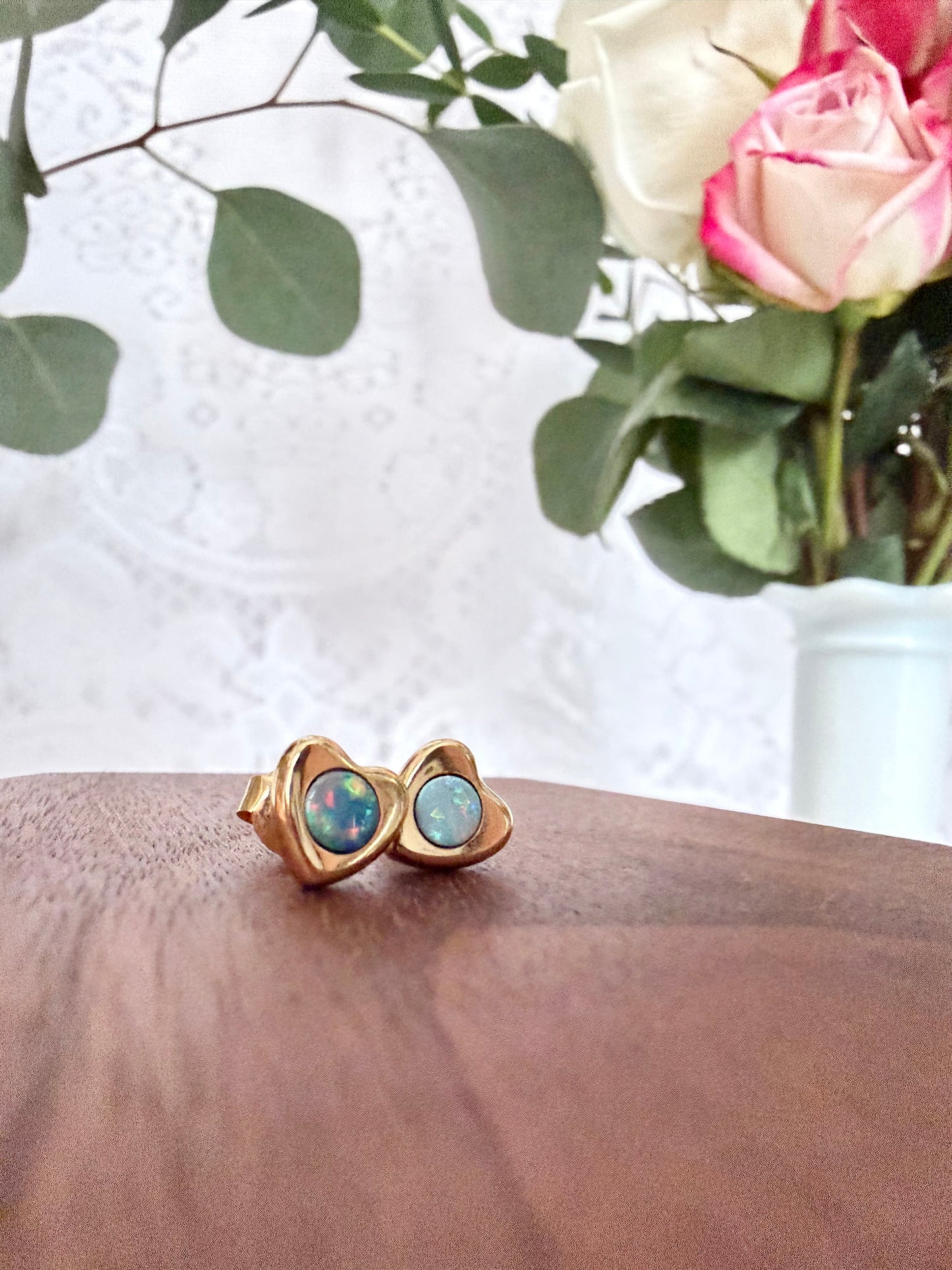 Heart Opal Earrings