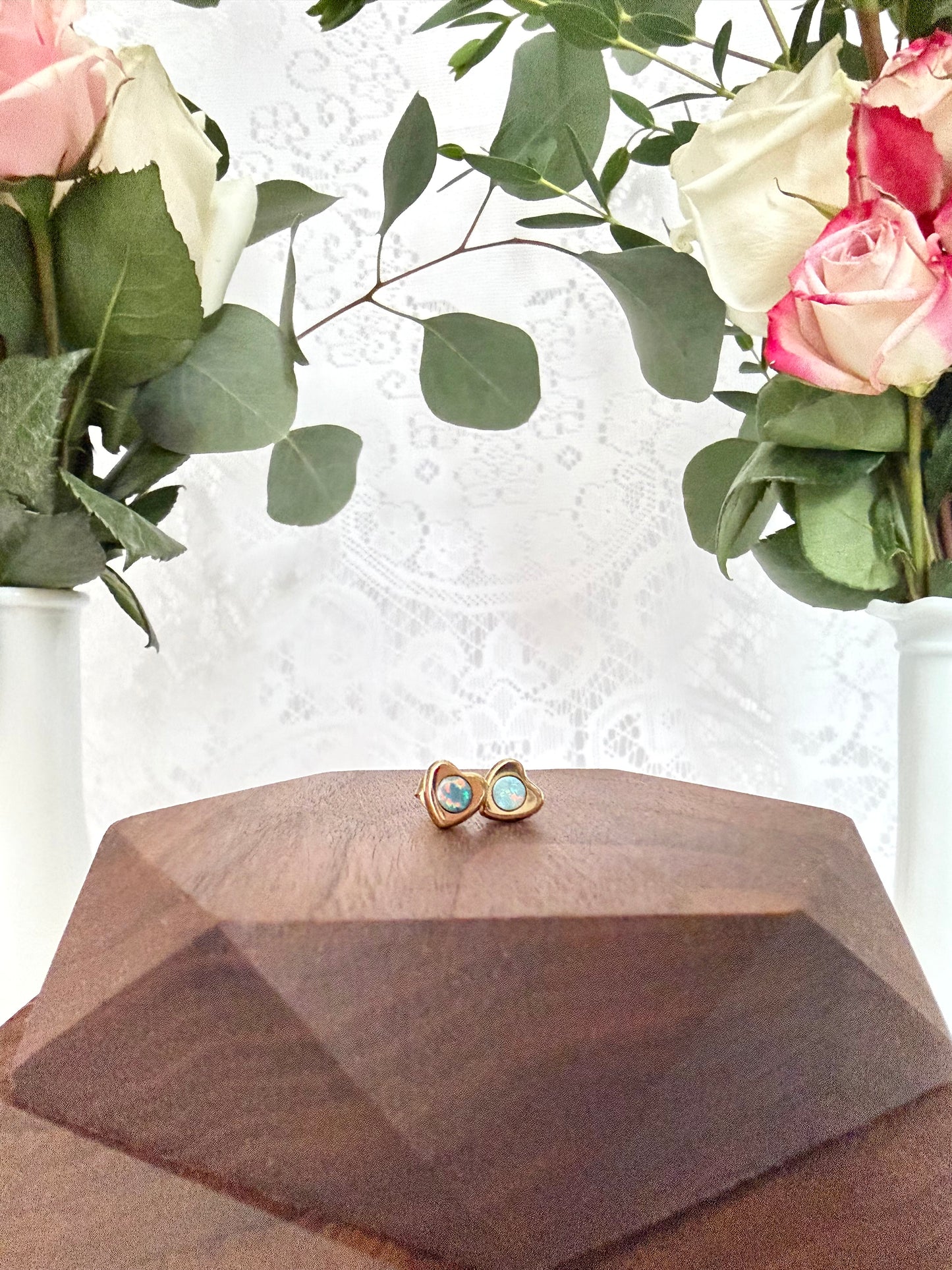 Heart Opal Earrings