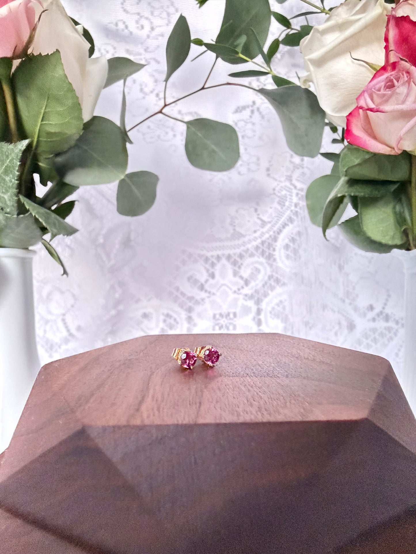 Rhodolite Garnet Stud Earrings
