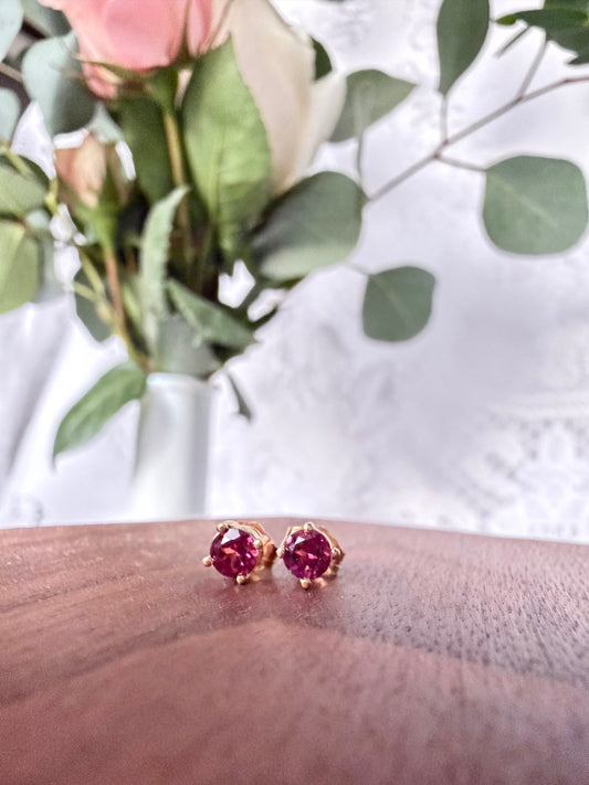 Rhodolite Garnet Stud Earrings