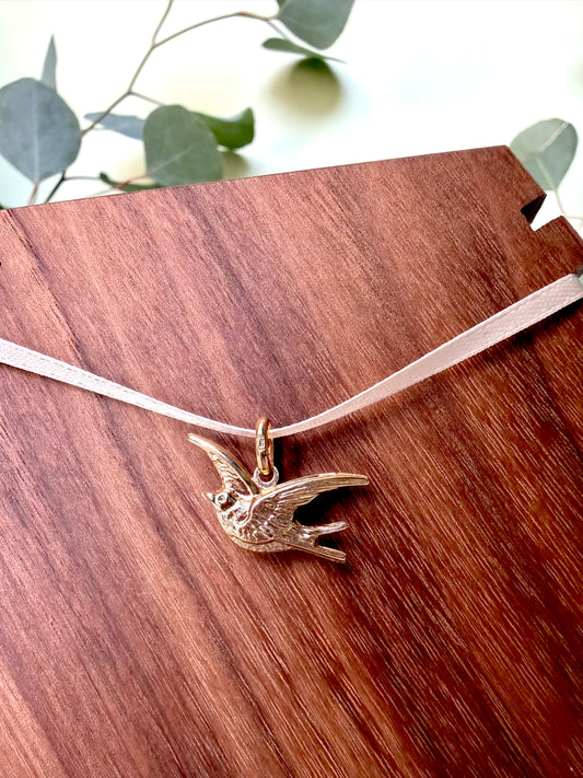 Yellow Gold Swallow Pendant