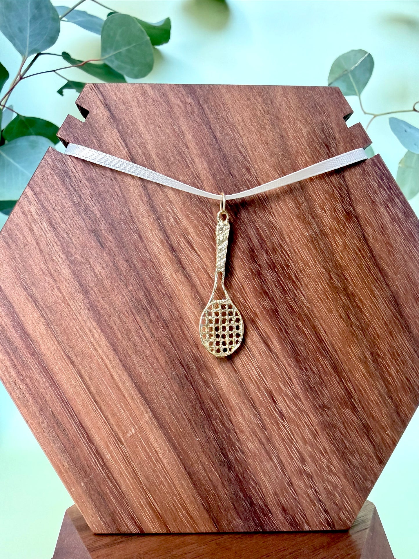 Yellow Gold Tennis Racquet Pendant
