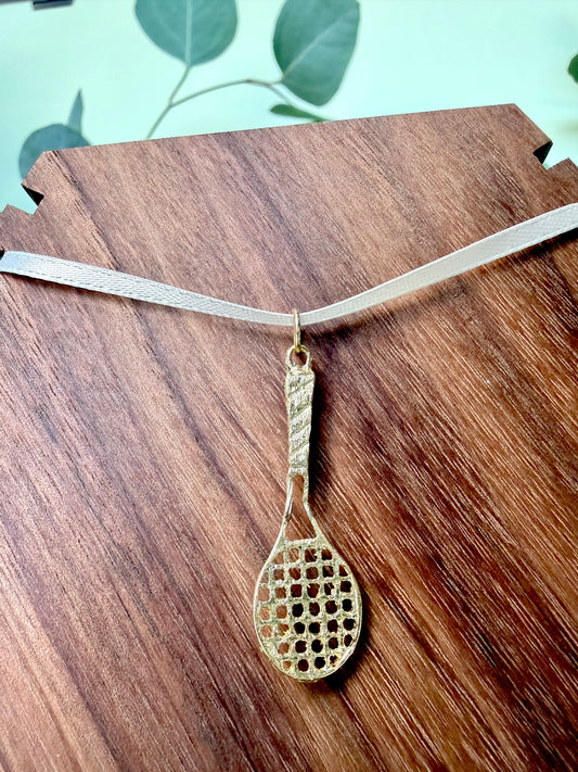 Yellow Gold Tennis Racquet Pendant