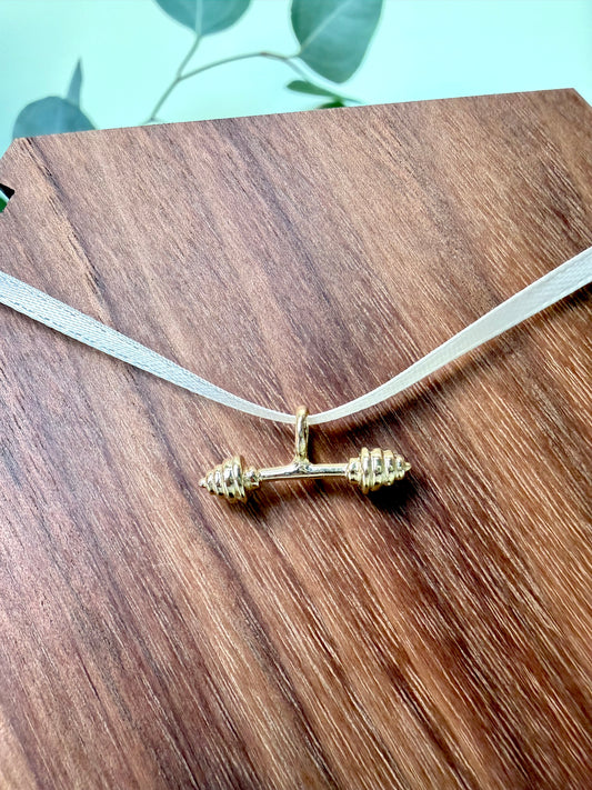 Yellow Gold Barbell Pendant
