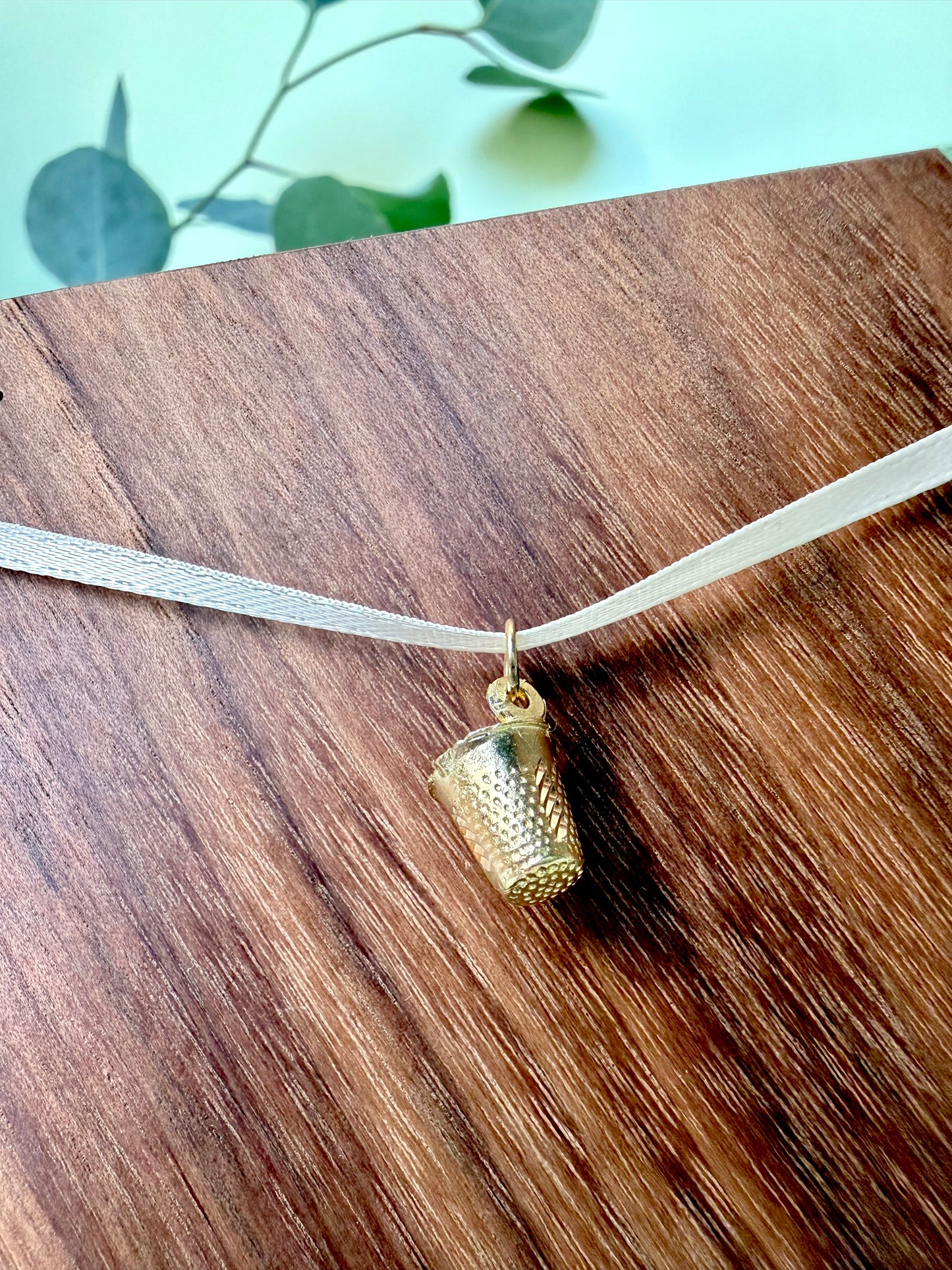 Yellow Gold Thimble Pendant
