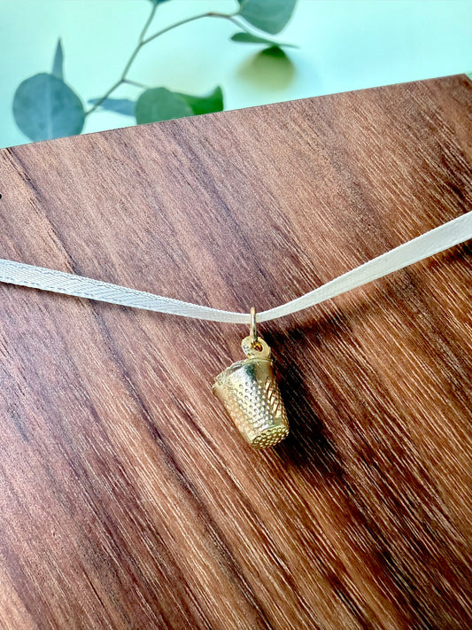 Yellow Gold Thimble Pendant