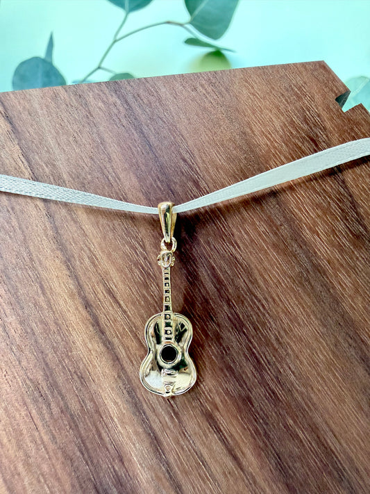 Yellow Gold Acoustic Guitar Pendant