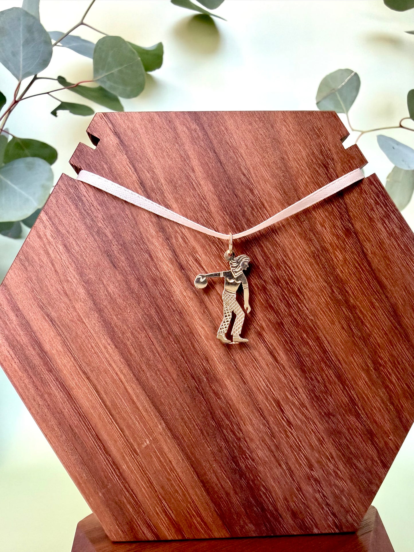 Yellow Gold Vintage Female Bowler Pendant