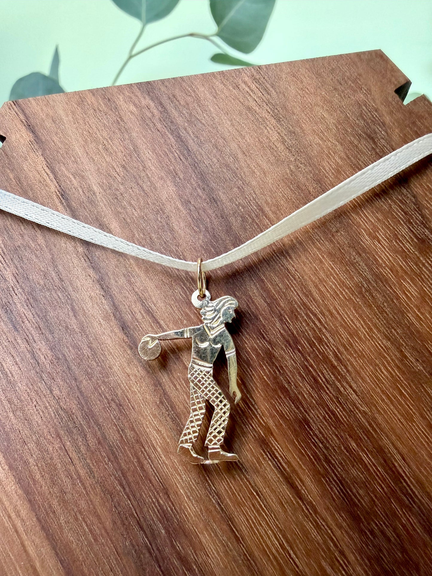 Yellow Gold Vintage Female Bowler Pendant